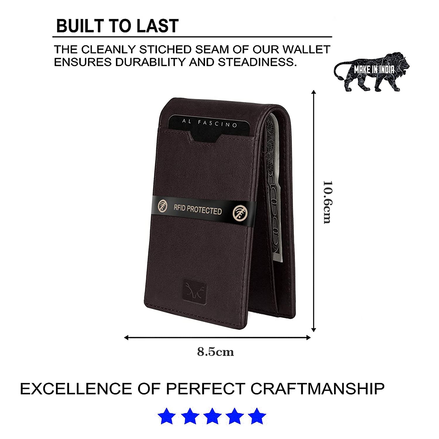 AL FASCINO Slim RFID Leather Wallet for Men - Stylish & Compact Minimalist Wallet with Card Slots & Money Clip - Perfect for Travel, Business & Everyday Use