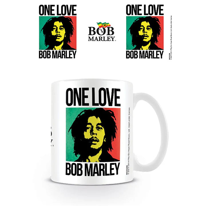 Bob Marley One Love Coffee Mug - 11oz Ceramic Travel Mug with Lid - Perfect for Tea, Coffee & Hot Drinks - Great Gift for Reggae & Music Lovers - Home, Office & Travel Use
