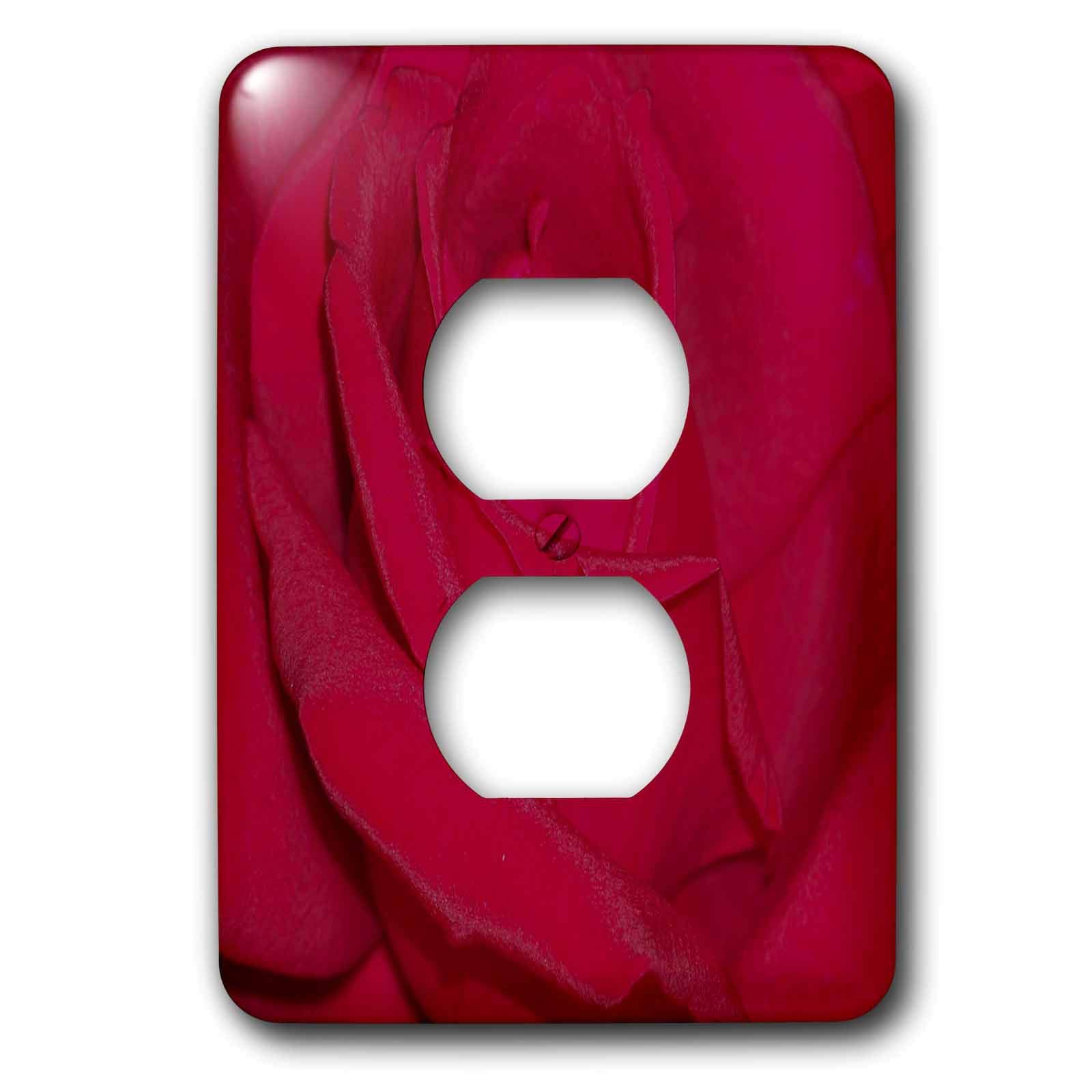3D Rose Decorative Outlet Cover - Red Rose Design, 2 Plug Wall Plate, Home Decor for Living Room, Bedroom, Kitchen & Office