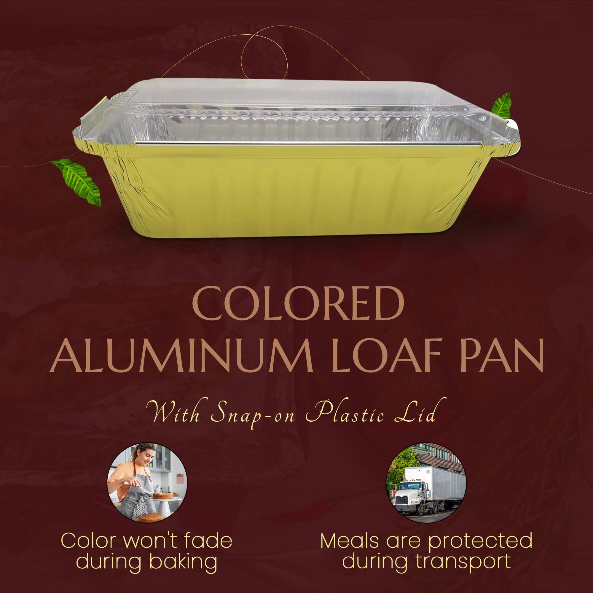 KitchenDance 2lb Disposable Aluminum Loaf Pans (1000 Pack, Gold) - Oven & Freezer Safe Foil Baking Pans for Bread, Cakes, Cobblers - Includes Secure Plastic Lids for Storage & Transport - Perfect for Home Baking, Meal Prep & Holiday Cooking