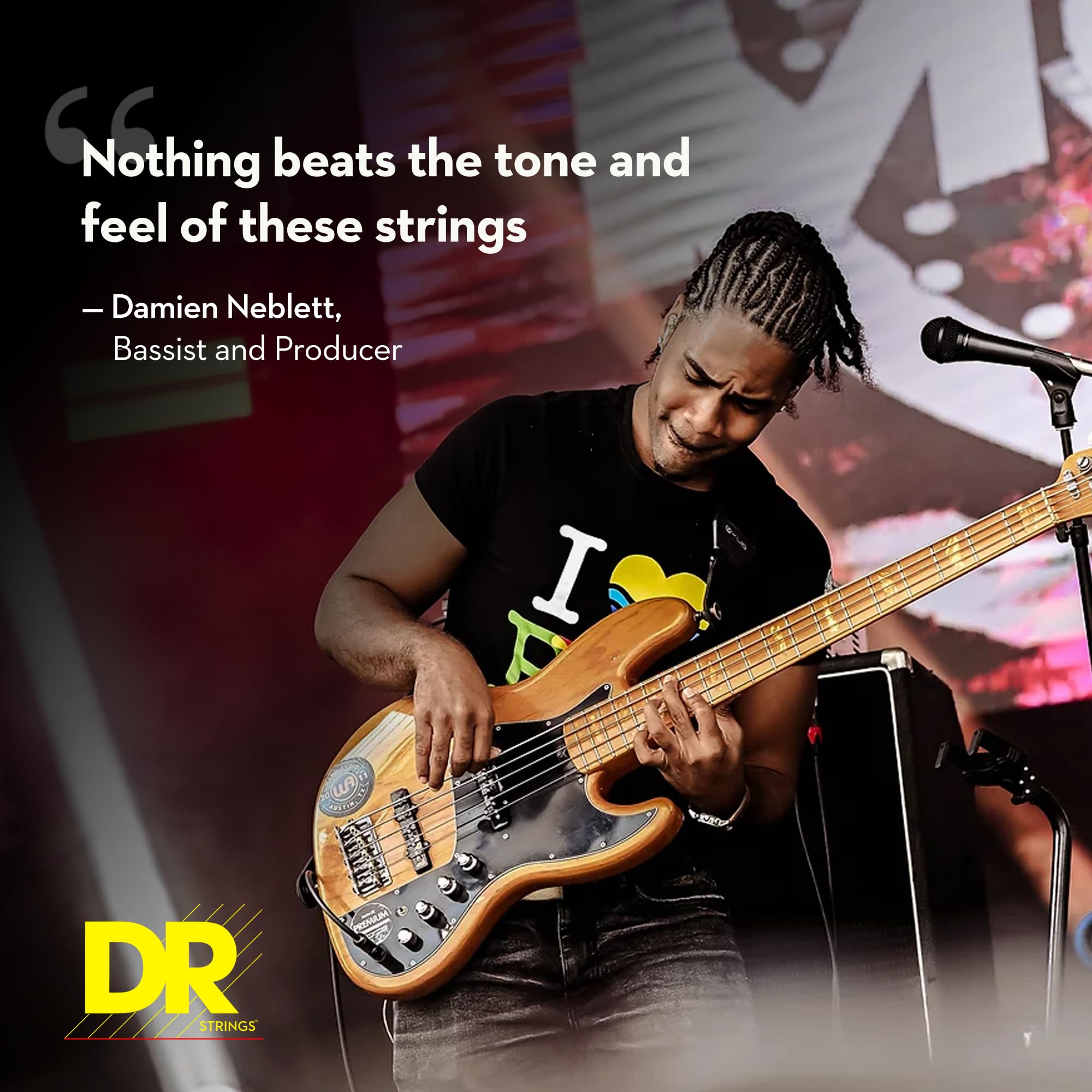 DR Strings HI-BEAMS Stainless Steel 4-String Bass Guitar Strings (50-110 Gauge) - Round Core for Enhanced Tone & Durability | Perfect for Rock, Metal & Studio Recording