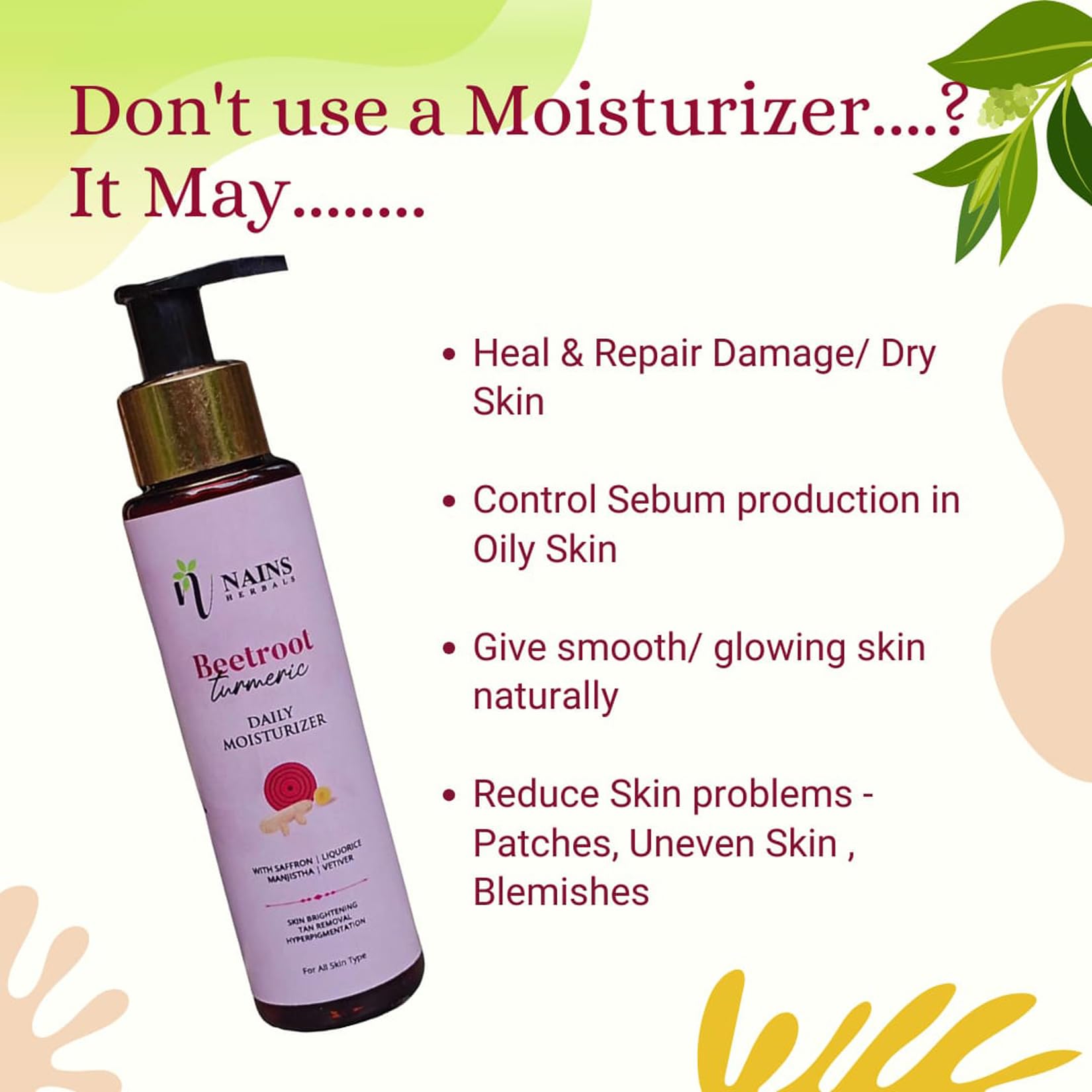 Beetroot Turmeric Moisturizer with Saffron & Shea Butter - Skin Brightening Cream for Hyperpigmentation, Tan Removal - Hydrates Dry, Dull Skin - With Argan Oil - 100ml - Perfect for Daily Skincare Routine & Nighttime Repair