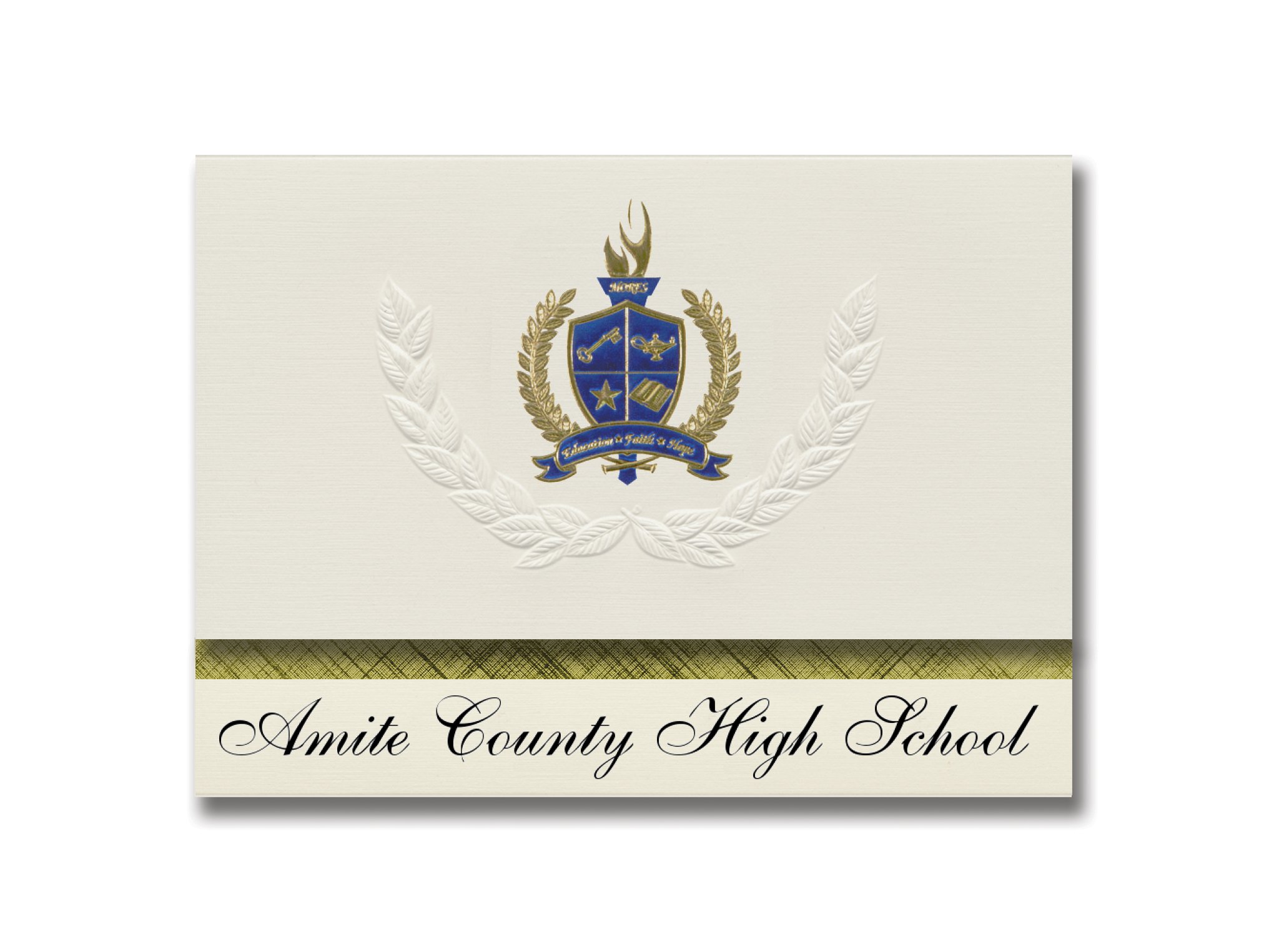 Premium Amite County High School Graduation Announcements - Presidential Style Elite Package of 25 with Gold & Blue Metallic Foil Seal | Liberty, MS Commencement Invitations for College & Family Celebrations