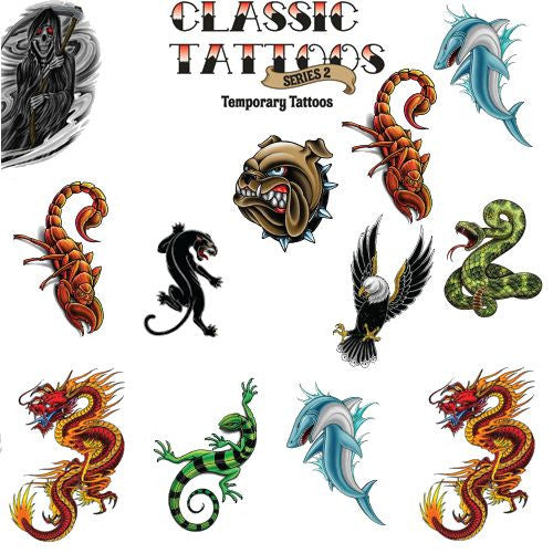 Liquid Skin Classic Tattoos Series #2 - Premium Temporary Tattoos for Adults - Perfect for Parties, Festivals & Body Art