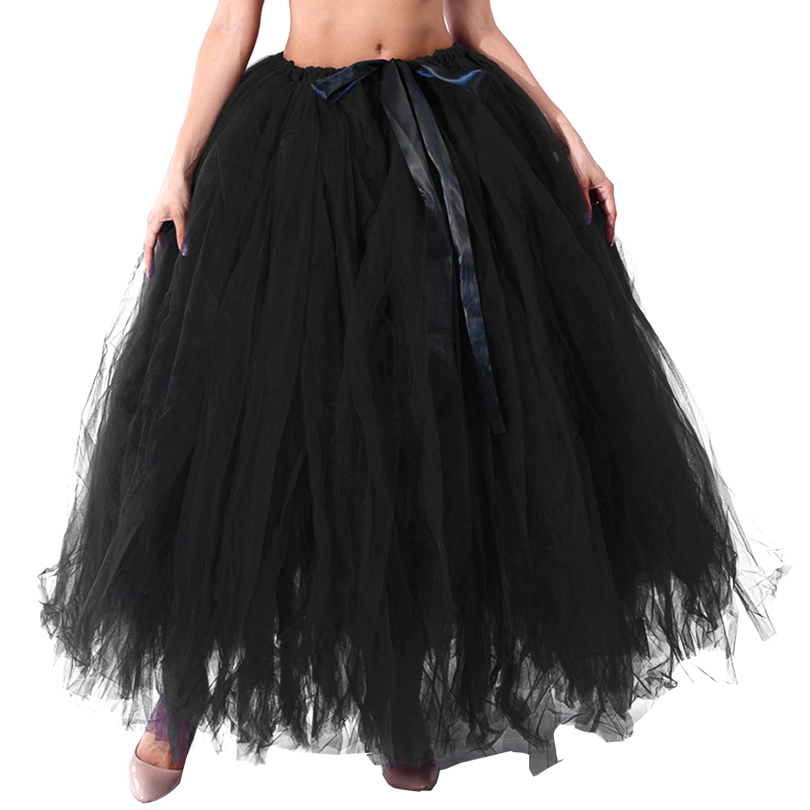 Plus Size Long Maxi Tutu Skirt for Women - Elegant Tulle Ballet Prom Party Wedding A-Line Skirt with Layered Mesh Design | Perfect for Dance Recitals, Formal Events & Special Occasions