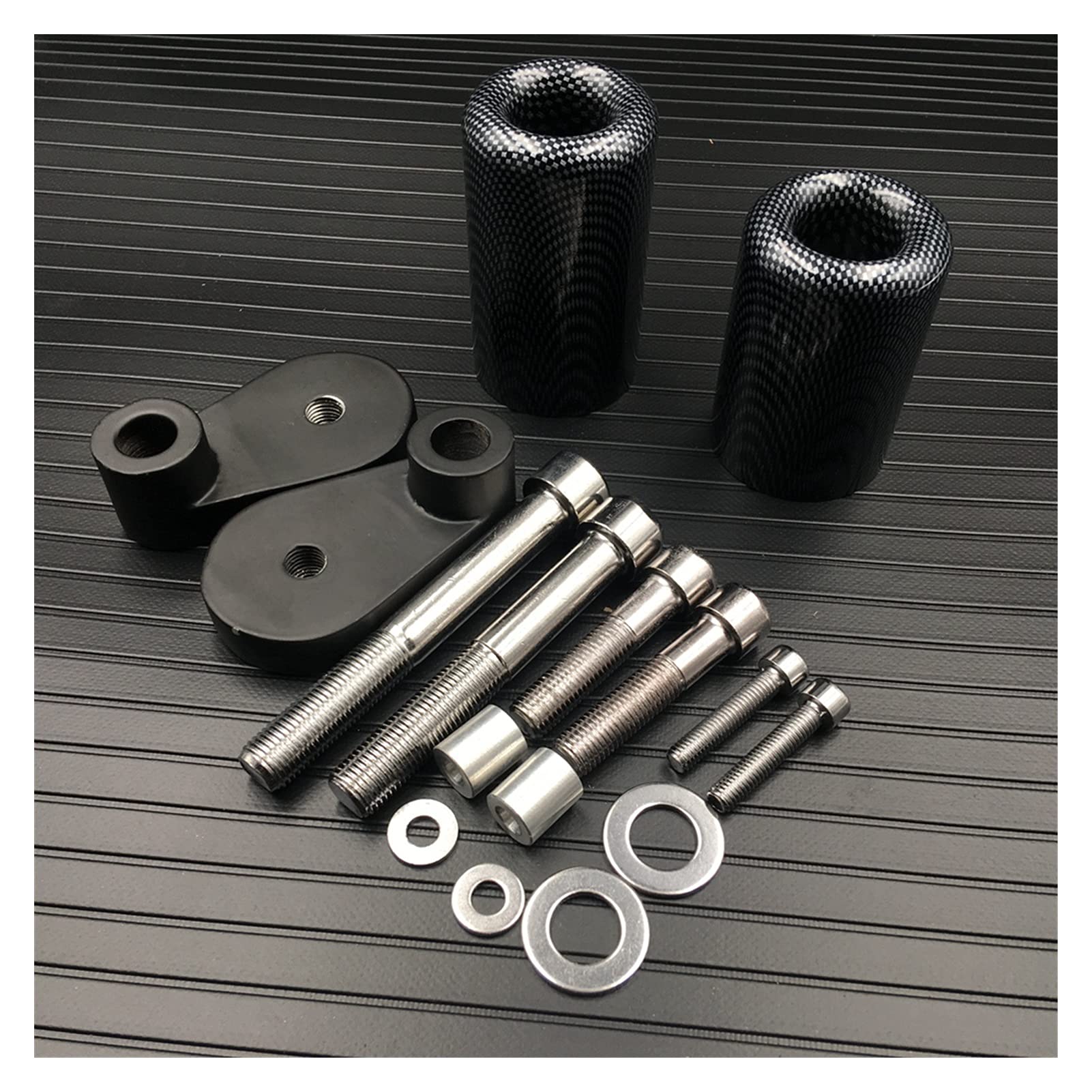 Black Carbon Motorcycle Frame Sliders for Honda CBR1000RR 2006-2007 - No Cut Crash Protectors with Fairing Side Protection Kit | Durable Carbon Fiber Motorcycle Parts for Street & Track Racing Protection