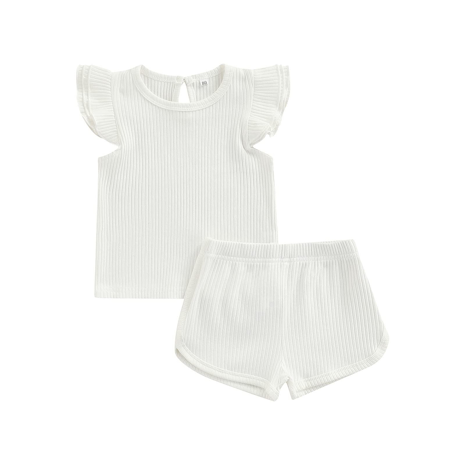 Adorable MERSARIPHY Baby Girl Summer Outfit Set - Ruffle Short Sleeve T-Shirt & Matching Shorts (2-Piece Set) | Perfect for Playdates, Beach Trips & Family Photos