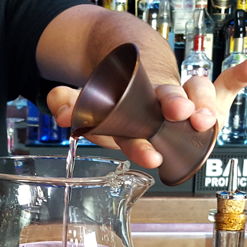 BarConic® Double Sided Jigger - 0.75oz & 1.25oz Antique Finish Cocktail Measuring Cup - Perfect for Bartenders, Home Bars & Mixology Enthusiasts
