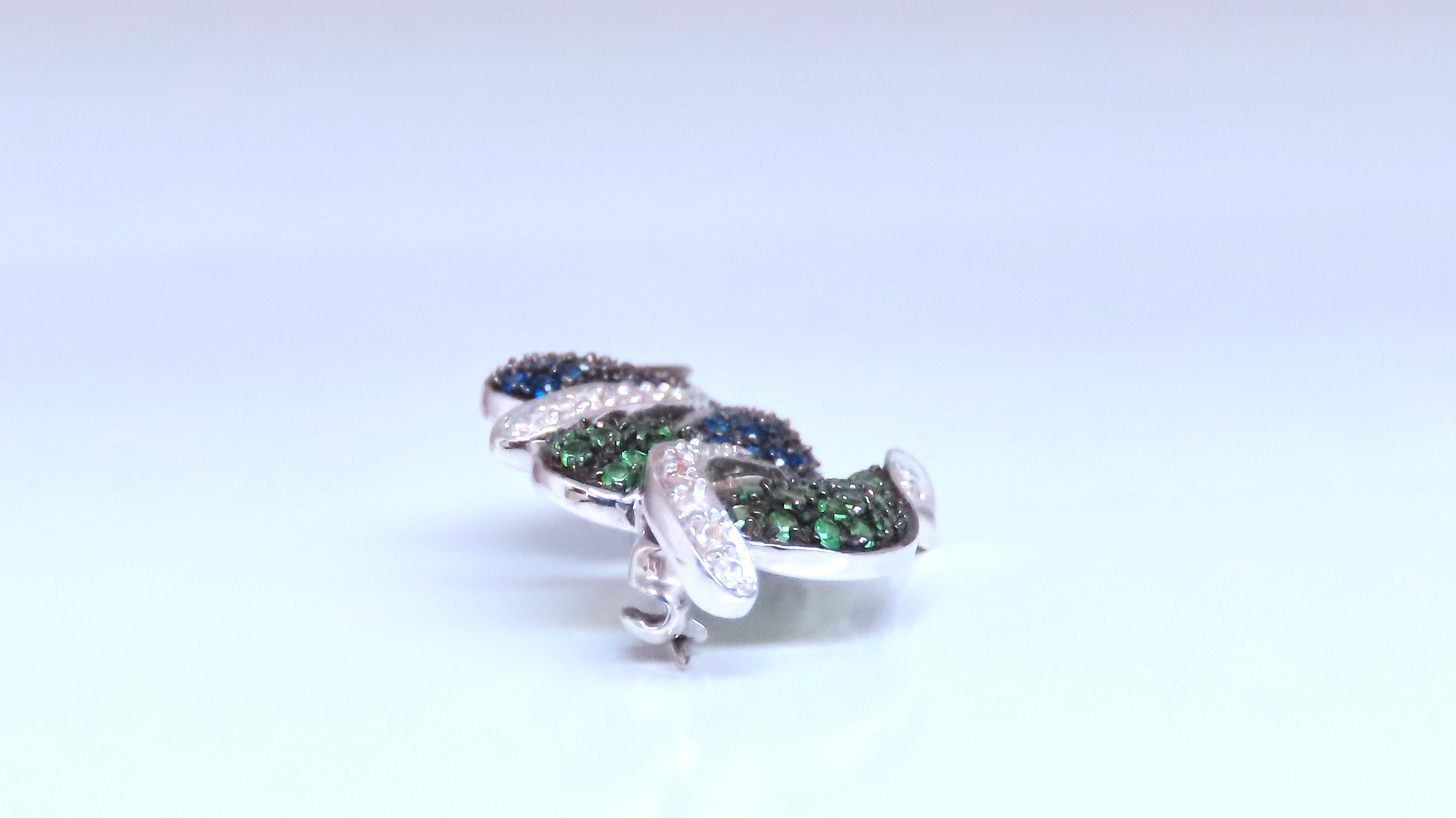 Natural Green Tsavorite Sapphire Spade Leaf Diamond Brooch Pin in 14kt Gold - Elegant Jewelry for Women, Perfect Gift for Anniversary, Birthday & Special Occasions