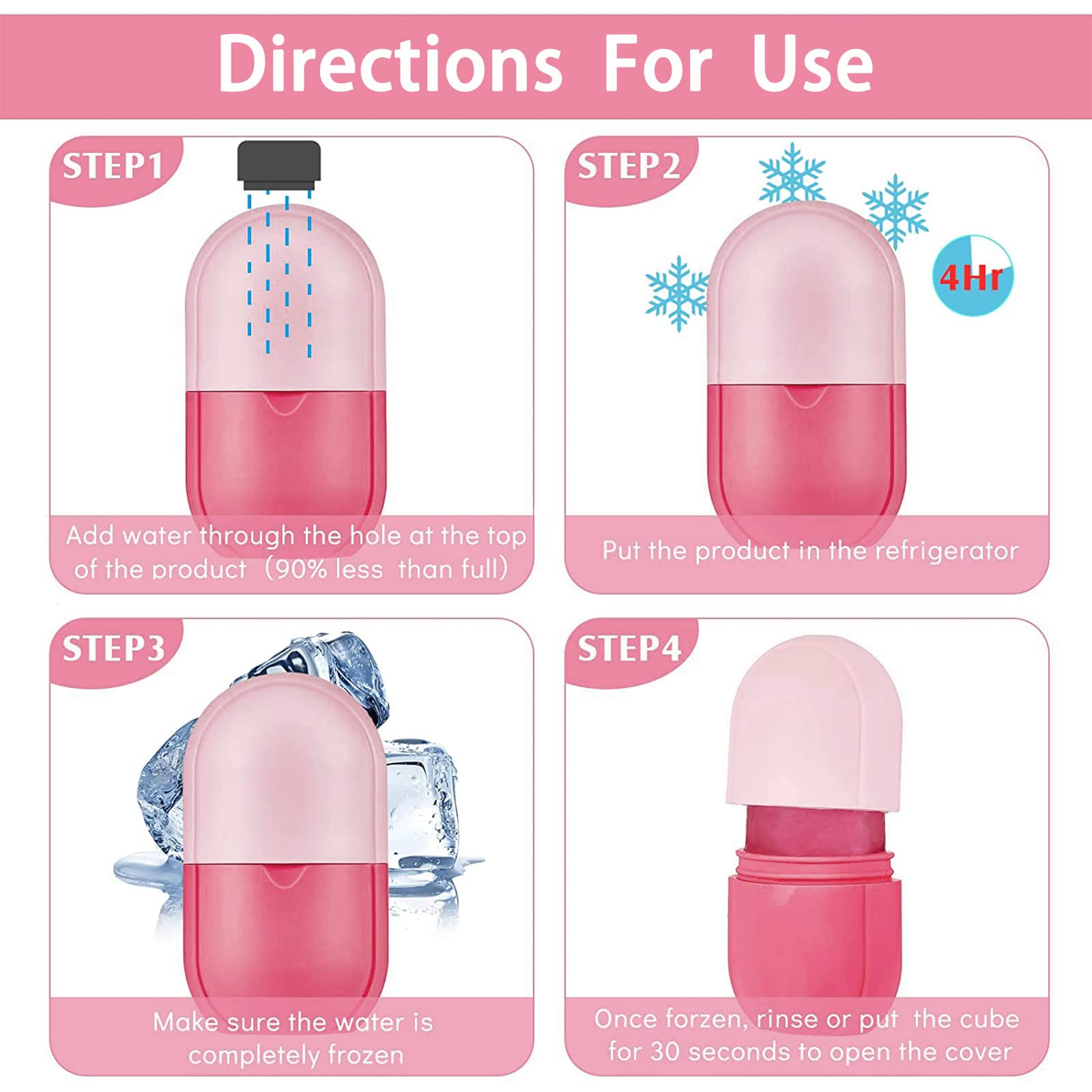 Pink Ice Roller for Face & Eye - Cooling Facial Massager, Gua Sha Tool & Skin Care Ice Mold - Reduce Puffiness, Dark Circles & Wrinkles - Perfect for Morning Routine, Post-Workout Recovery & Spa Day