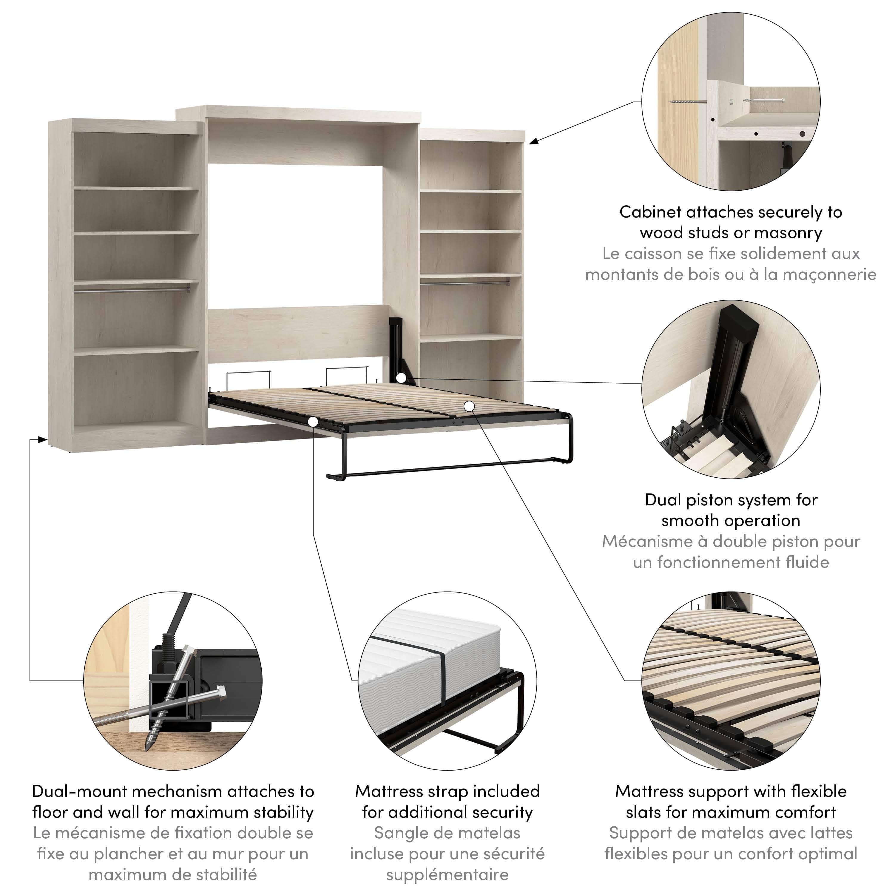 Pur Queen Murphy Wall Bed with 2 Storage Units - 136