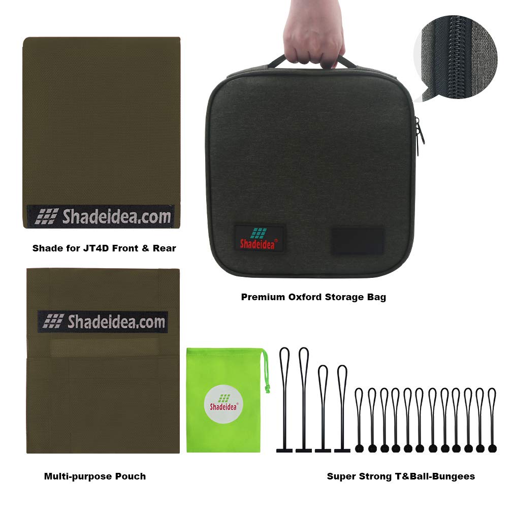 **Shadeidea JT Sun Shade Top for Jeep Gladiator (2018-2023) - Mesh Roof Cover, UV Blocker & Wind Noise Reducer with GrabBag Pouch - Tank Green - Front & Rear - 10-Year Warranty - Perfect for Off-Roading & Summer Adventures**