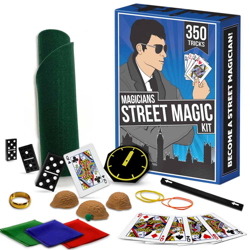 Professional Magician Kit with 350 Amazing Tricks - Ultimate Street Magic Set for Beginners & Pros - Perfect for Parties, Shows & Street Performances