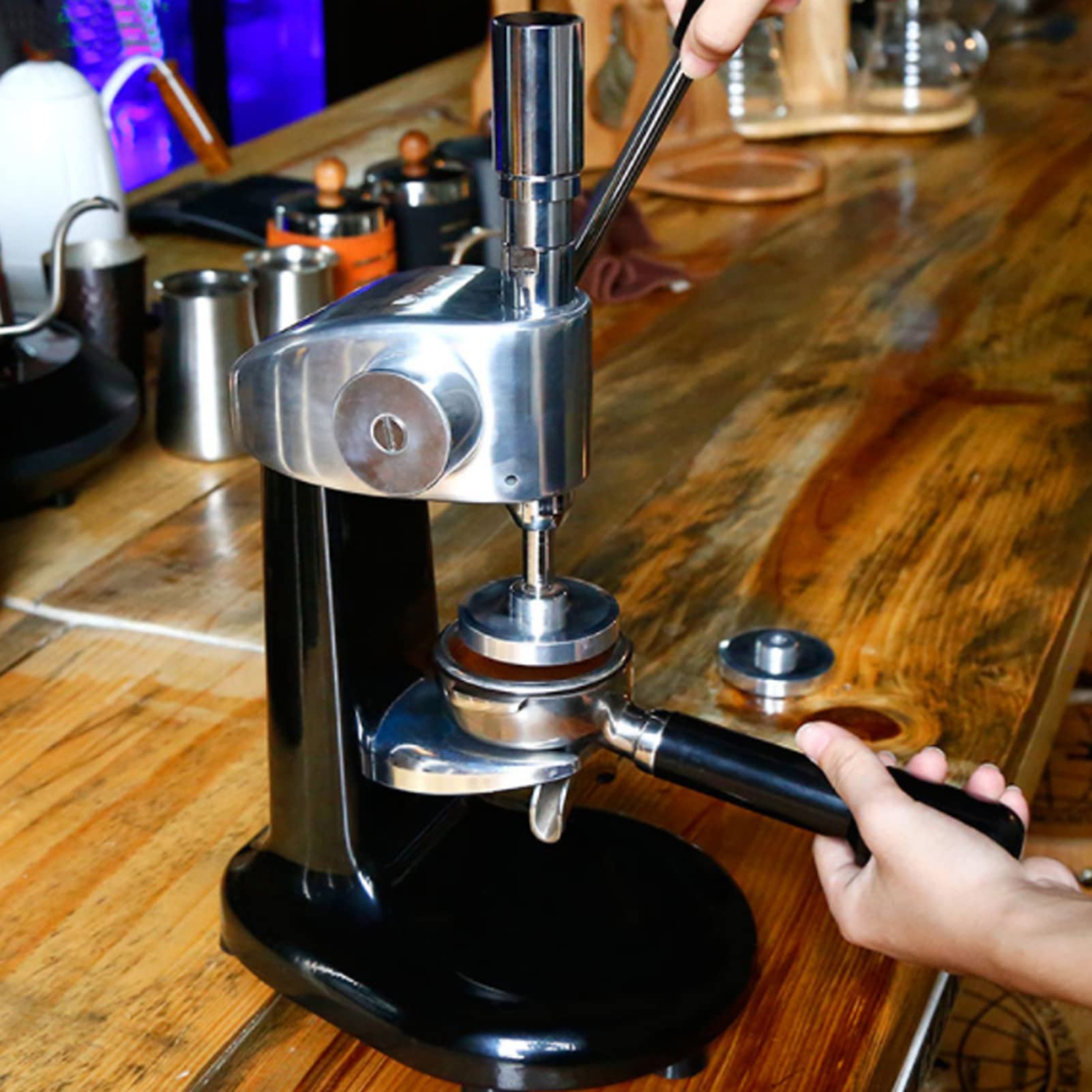 Professional Stainless Steel Coffee Tamper & Distributor - Manual Espresso Press Tool for Baristas, Coffee Shops & Home Use | Perfect for Leveling & Tamping Grounds for Rich Espresso Extraction