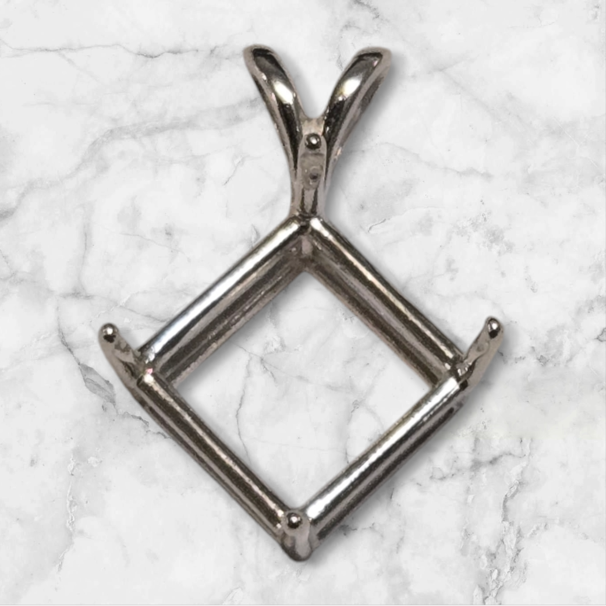 Solid Sterling Silver or 14kt Gold 6mm-11mm Square Princess Cut Pendant Setting | Premium Jewelry Setting for Engagement Rings & Necklaces | Handcrafted in USA