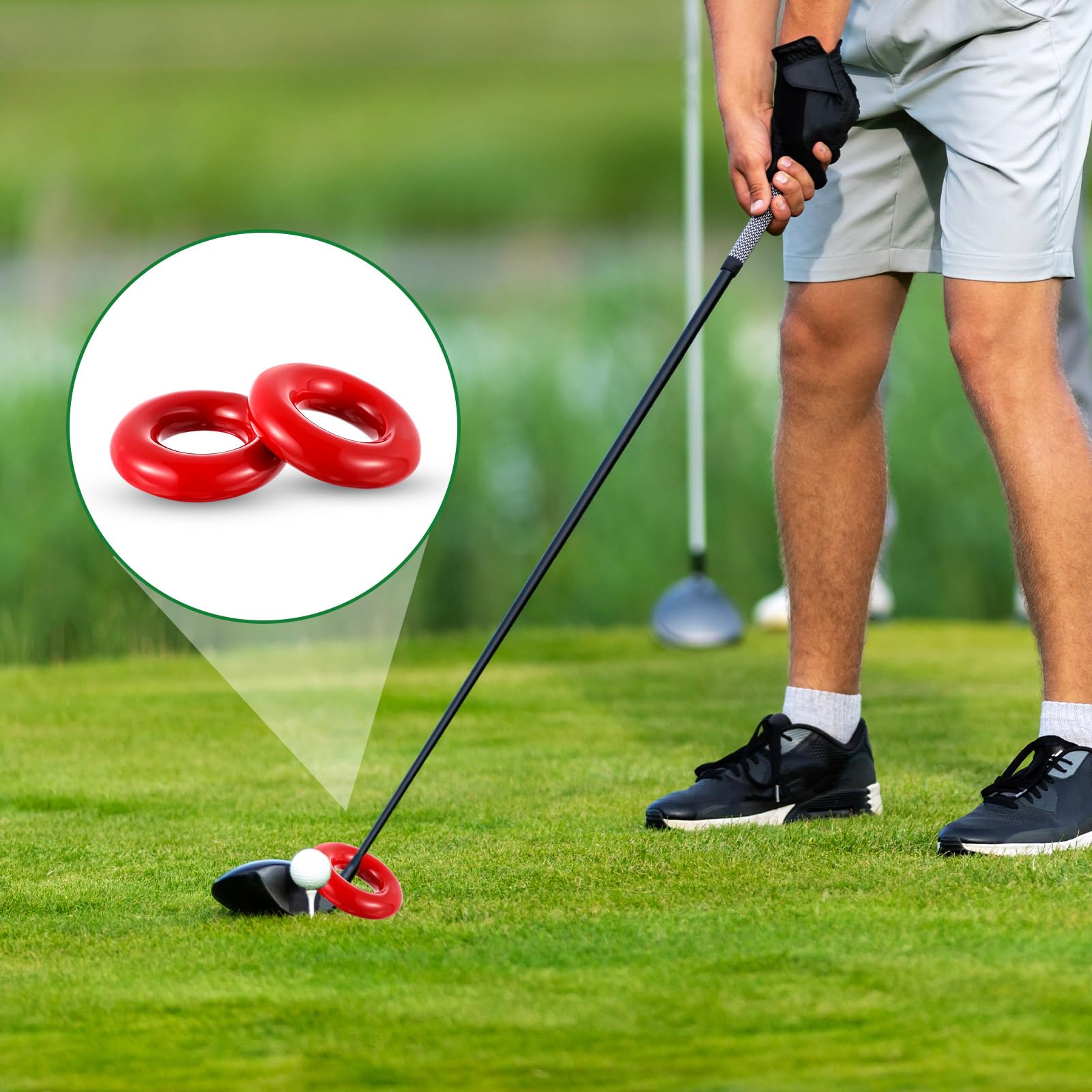 **Golf Swing Trainer Rings with 2 Weighted Donuts – Adjustable Golf Club Weights for Practice, Warm Up & Swing Improvement – Perfect for Driving Range & Home Training**