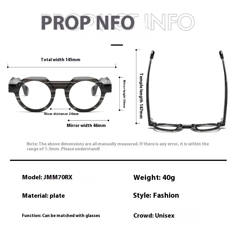 **Aror Unisex Full Rim Brow Line Flat Top Round Acetate Eyeglasses 49709 – Stylish & Lightweight for Men & Women – Perfect for Reading, Work, and Everyday Fashion**