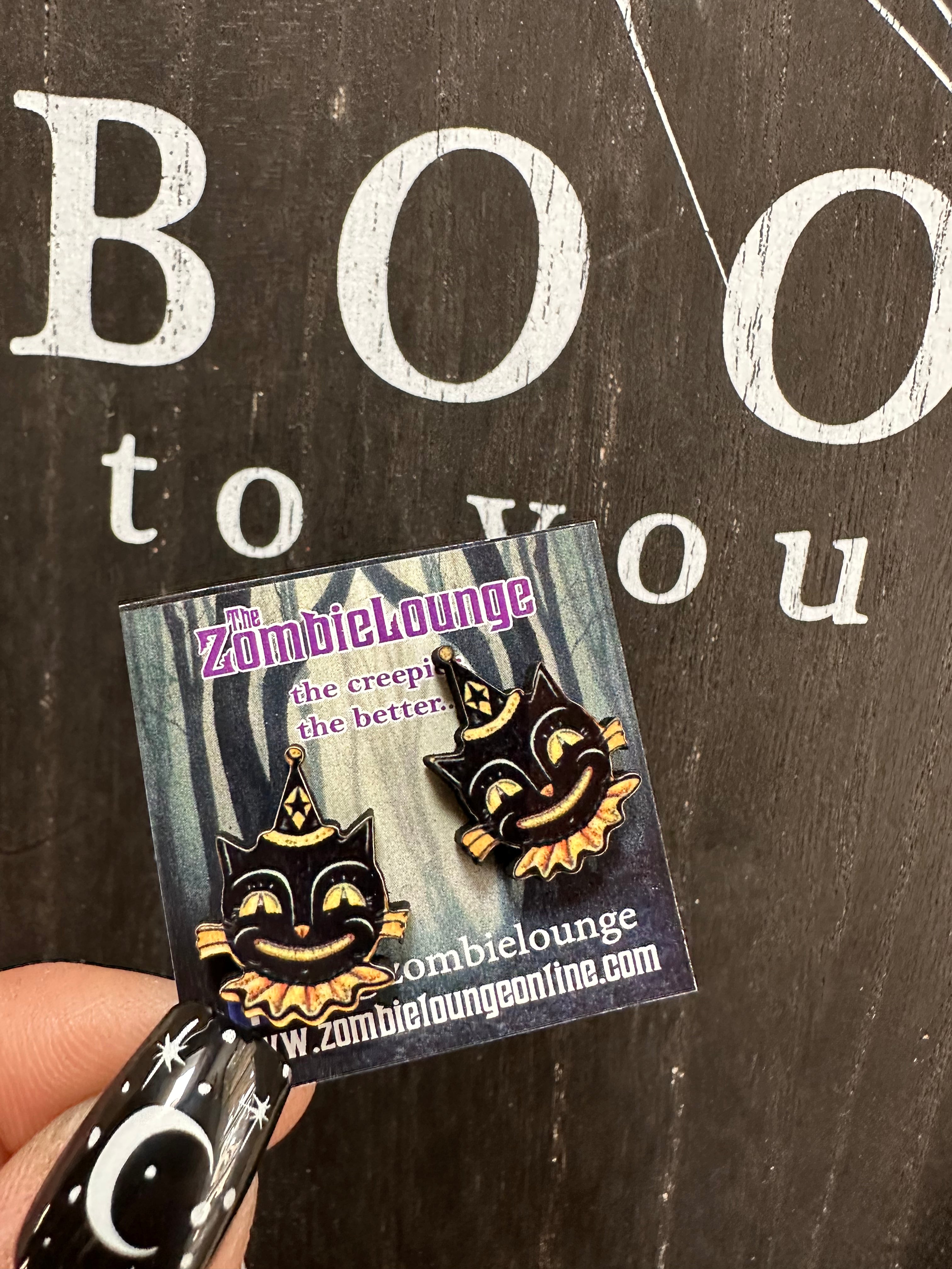 Johanna Parker Black Cat Hat Earrings - Halloween Jewelry, Gothic Accessories for Women - Perfect for Costume Parties, Spooky Events & Witchy Fashion