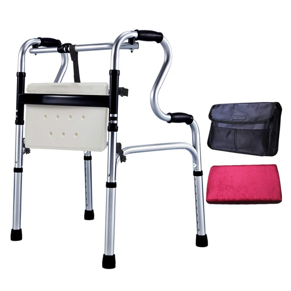 Lightweight Folding Rollator Walker with Seat for Seniors - Adjustable Height 29.6