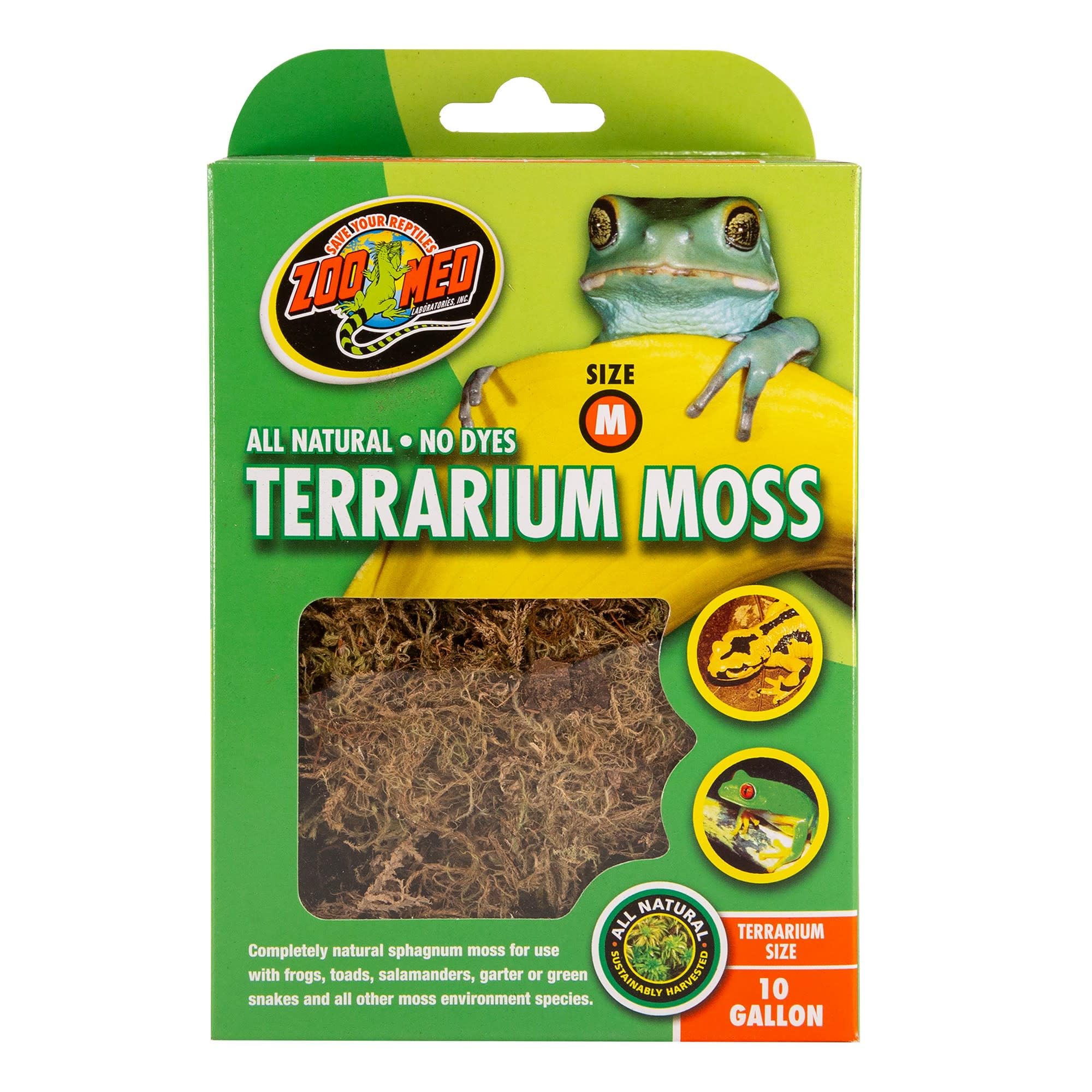 Premium Zoo Med All Natural Reptile Terrarium Moss Substrate - Ideal for Reptile Habitat, Terrarium Bedding & Vivarium Decor (10L) | Perfect for Frogs, Snakes & Lizards | Moisture-Retaining & Odor Control
