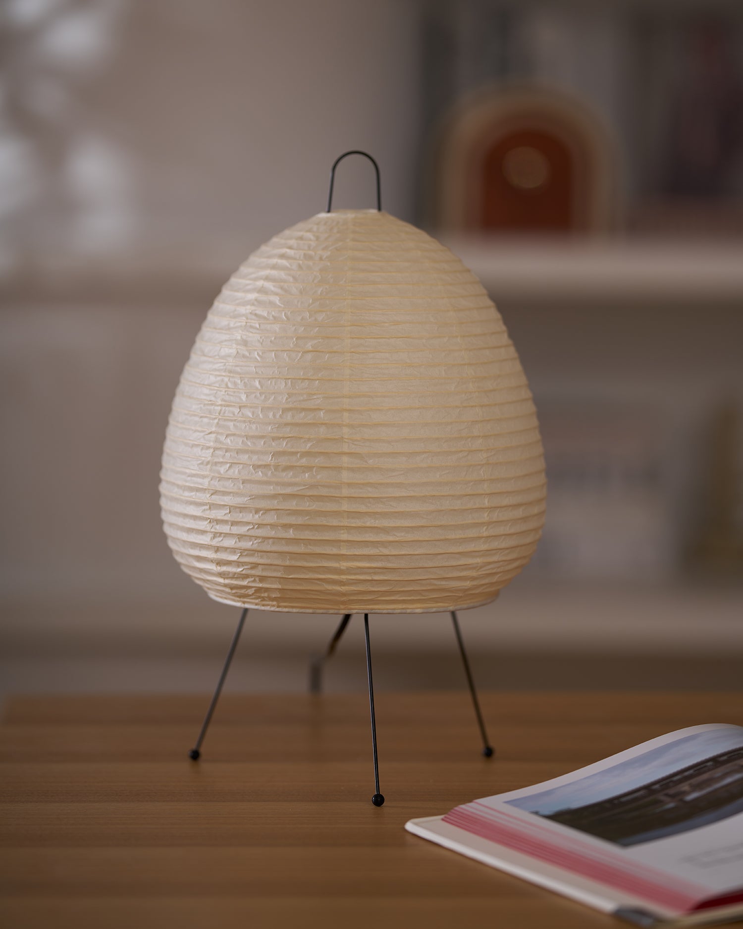 Japanese Akari Paper Table Lamp - Handmade Shoji Style Lighting for Bedroom, Living Room & Office - Warm Ambient Light for Relaxation & Decor