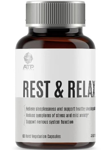 ATP Science Rest and Relax Supplement - Natural Stress Relief & Sleep Aid for Adults - Promotes Calmness & Better Sleep - Perfect for Nighttime Relaxation & Anxiety Relief