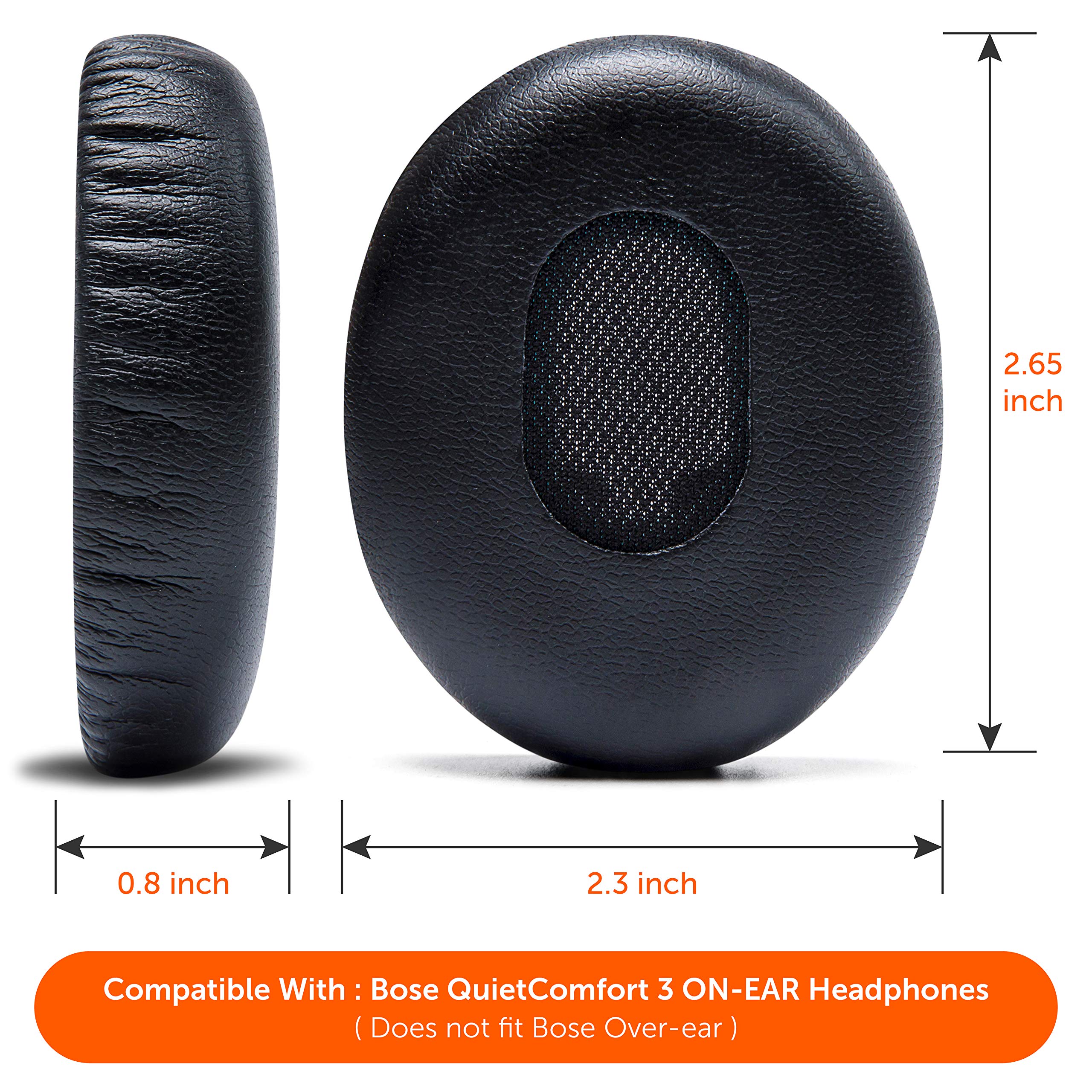 Premium Replacement Ear Cushions for Bose QuietComfort 3 Headphones - Ultra Soft Memory Foam, Durable Leather, Enhanced Comfort - Compatible with Bose QC3 On-Ear Headphones (Black) - Perfect for Travel, Work & Noise Isolation