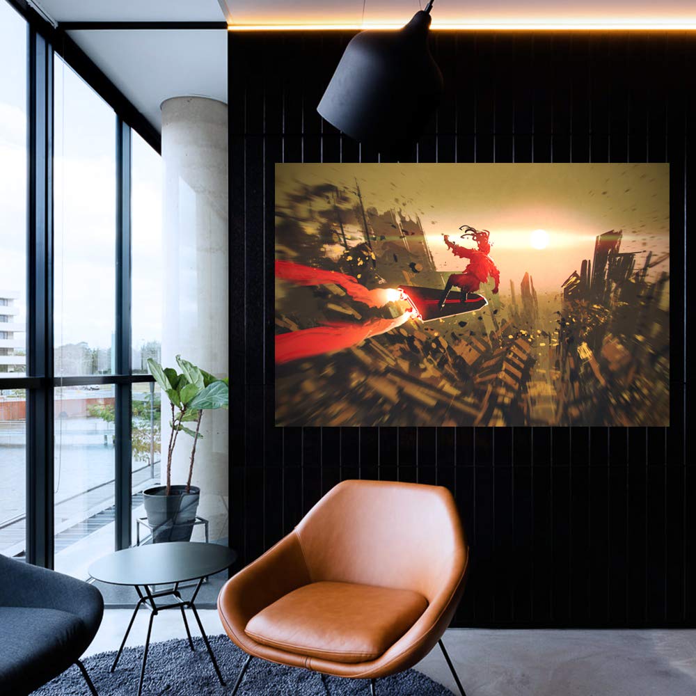 Wall26 Canvas Wall Art - Futuristic Cityscape Paintings, Modern Home Decor for Bedroom & Living Room, 24x36 Inches Framed Canvas Prints, Perfect for Urban Style Interiors