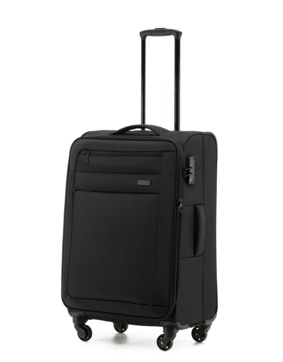 TOSCA SKY RUNNER 68CM Spinner Softside Luggage - Black Carry-On Suitcase for Travel, Business Trips & Weekend Getaways