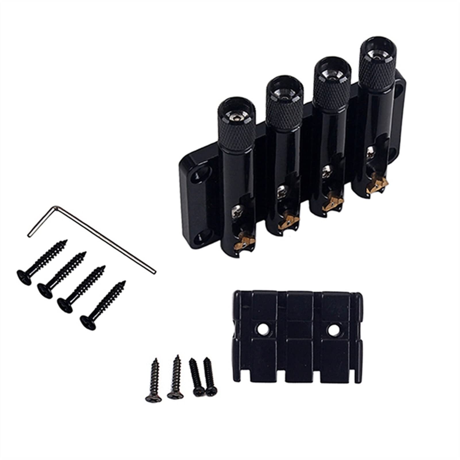 4 String Bass Guitar Bridge - Headless Tailpiece with String Locks & Screws - Replacement Bass Guitar Parts - Perfect for DIY Repairs & Upgrades