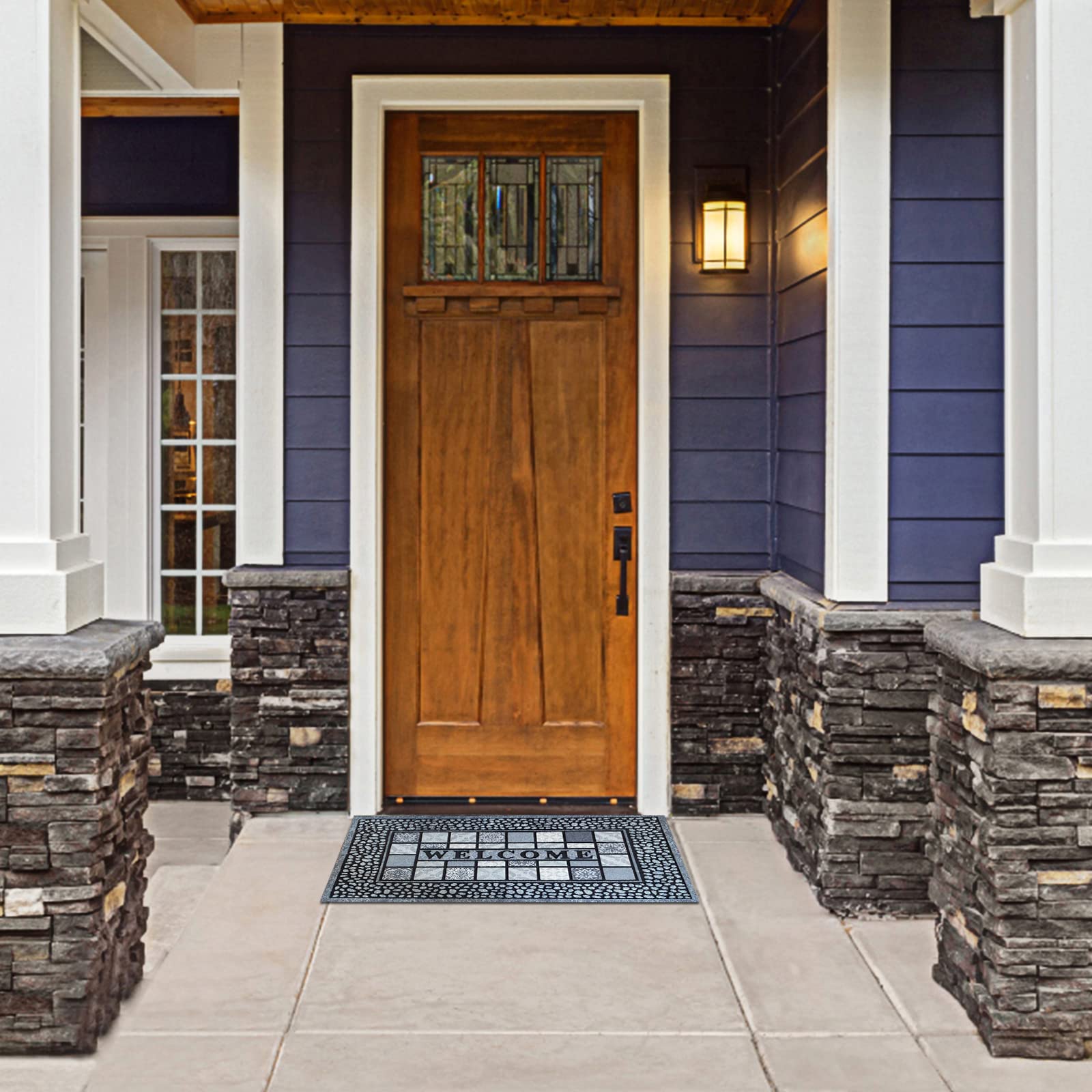 ANDSTAR 18x30 Inch Non-Slip Welcome Doormat - Heavy Duty Rubber Back Indoor Outdoor Entryway Rug for Home, Garage, Patio - Perfect for Muddy Shoes, Wet Weather & High Traffic Areas (2 Pack)