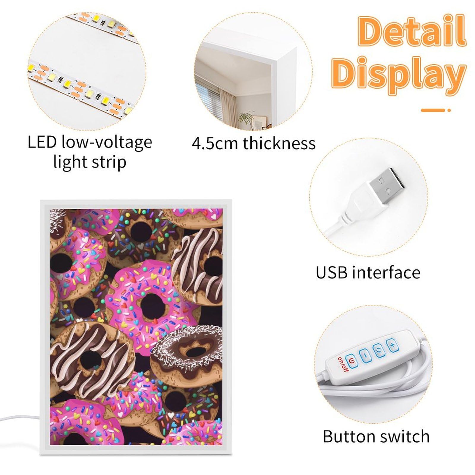 Personalized Yummy Donuts LED Night Light - Cute Desk Lamp for Bedroom, Kids Room Decor & Gift Idea - Sweet Donut-Shaped Table Decoration for Birthday, Nursery, Dorm Room