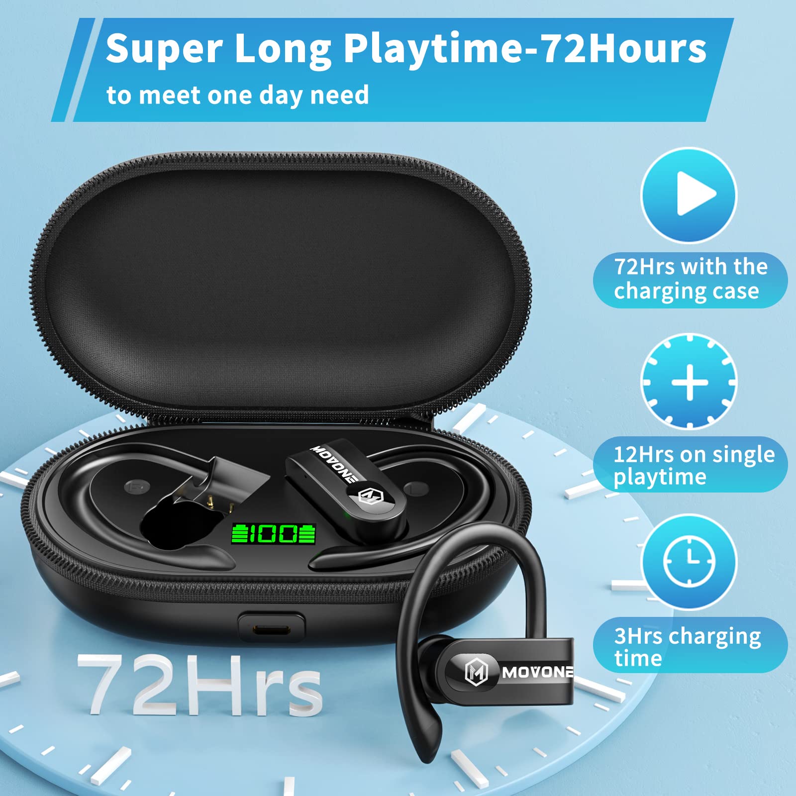 Wireless Bluetooth Earbuds - Noise Cancelling Headphones with Mic for Running, Gym, Workout & Travel - HD Sound, Long Battery Life