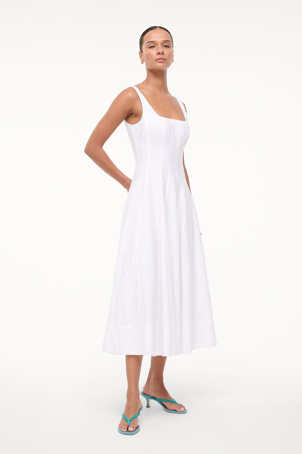Elegant White Embroidered Dress for Women | WELLS DRESS | Perfect for Weddings, Parties & Special Occasions