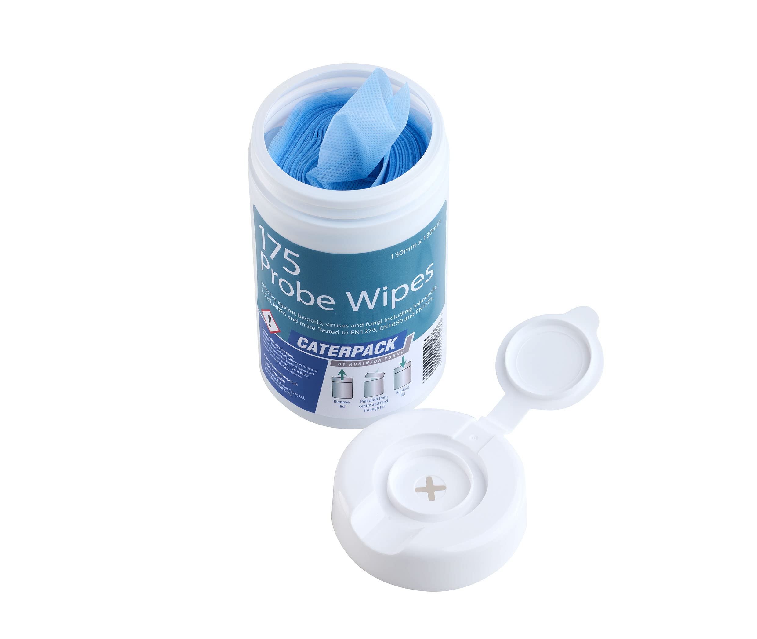 Robinson Young Probe Wipes 175 Pack - Antibacterial & Antiviral Cleaning Wipes for Medical, Dental, and Laboratory Use | Disinfect Surfaces, Equipment & Tools | Caterpack Brand