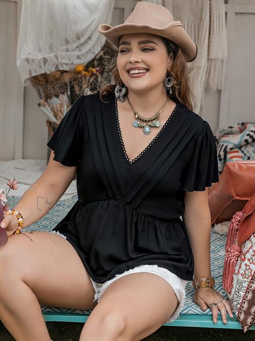 Stylish Black Plus Size V Neck Summer Top for Women - Flattering Casual & Work Wear - Perfect for Beach, Office & Outdoor Activities