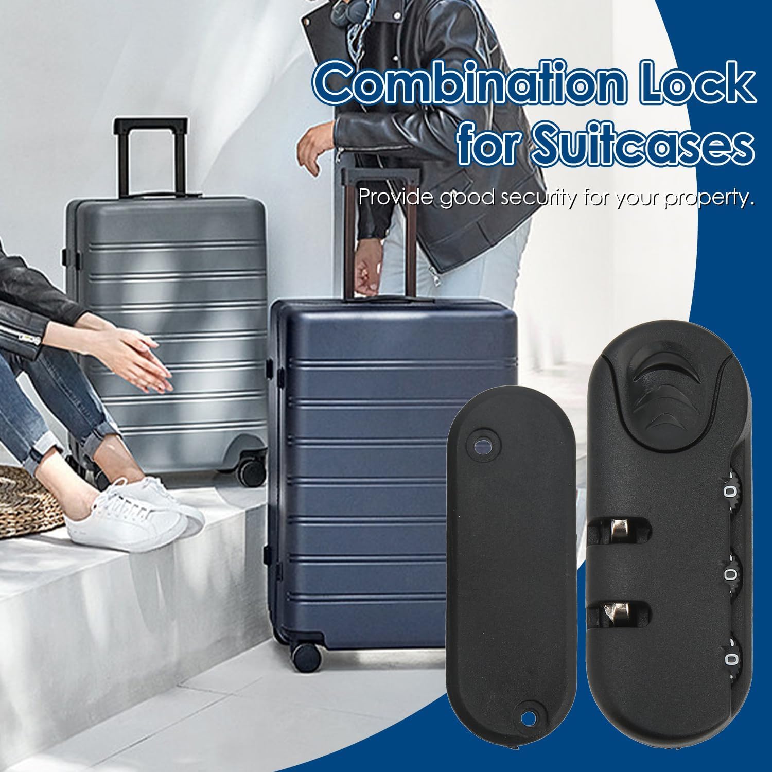 3-Digit High Security Frosted Luggage Password Lock - TSA Approved Combination Suitcase Lock for Travel, Tool Boxes & Storage Cases | Durable & Lightweight for Airports, Hotels & Business Trips