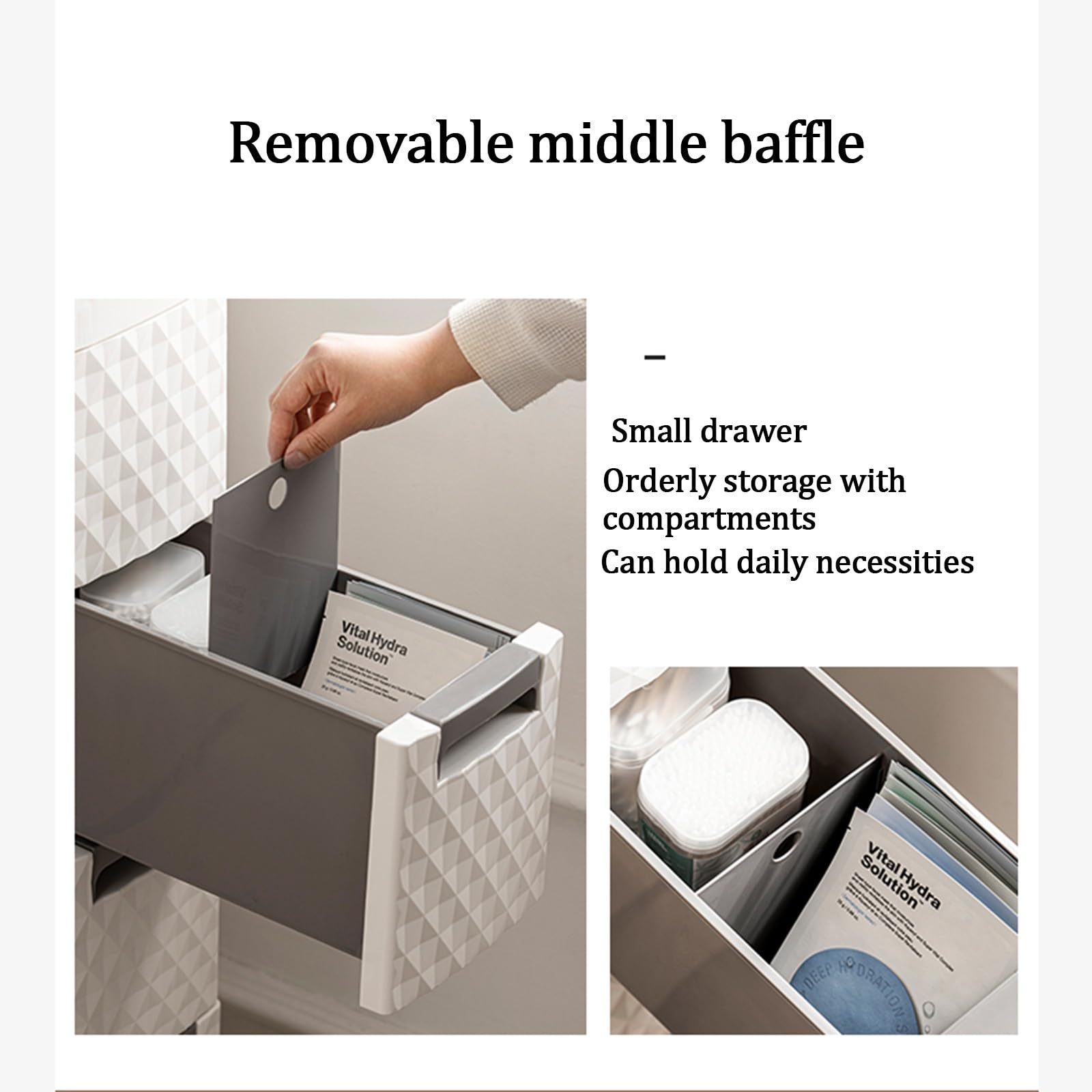18CM/7.1IN Narrow Plastic Bathroom Storage Cabinet with Drawers & Shelf - Space-Saving Bathroom Organizer with Dual-Sided Tissue Holder - Perfect for Small Bathrooms, Apartments & RVs