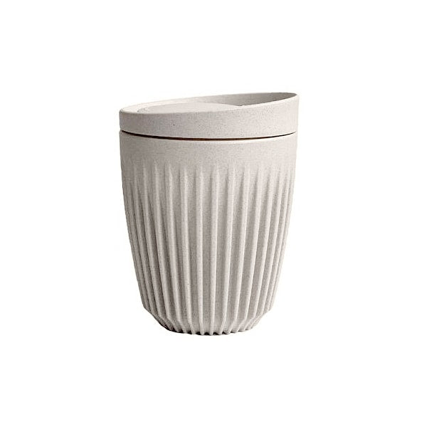 Huskee Reusable Coffee Cup with Lid - Eco-Friendly Natural Bamboo Fiber Travel Mug for Hot & Cold Drinks - Perfect for Home, Office, Camping & Commuting