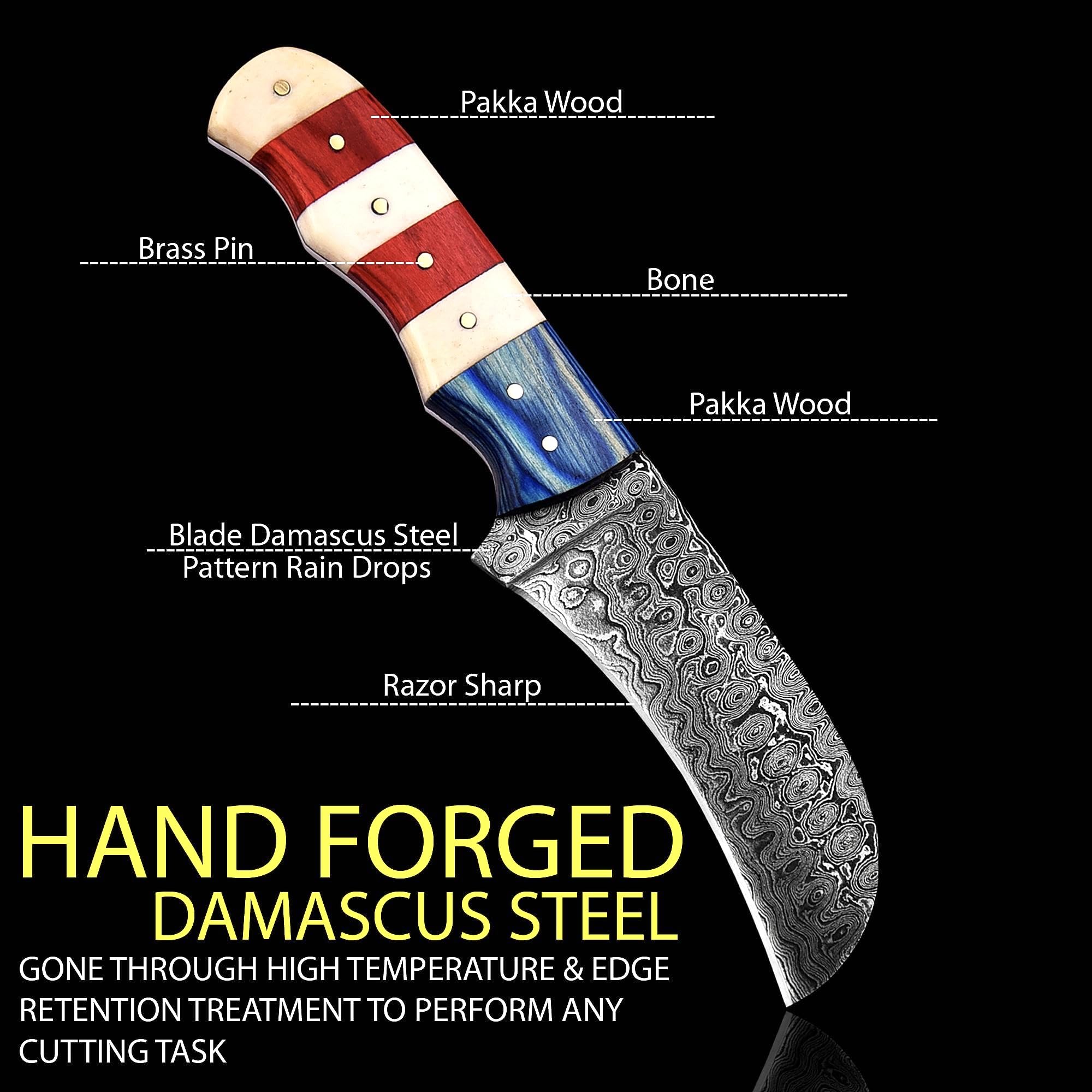Premium 1095 Steel Lineman's Hawkbill Knife - Handmade Fixed Blade Electrician Wire Skinning Knife with Leather Sheath | Heavy Duty Utility Knife for Professionals (Raindrop Handle) | Ideal for Electrical Work, Outdoor Survival & DIY Projects