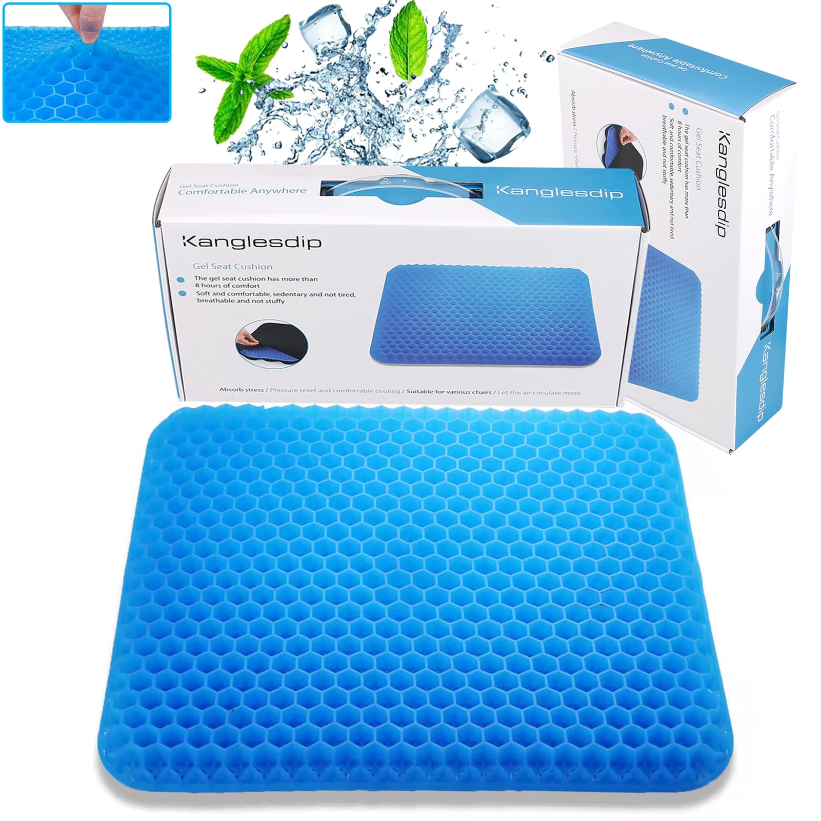 Orthopedic Gel Seat Cushion for Long Sitting - Non-Slip Memory Foam & Gel Cushion for Tailbone Pain Relief, Sciatica & Hemorrhoid Support - Office Chair, Wheelchair & Car Seat Pad - Perfect for Work, Driving & Home Use