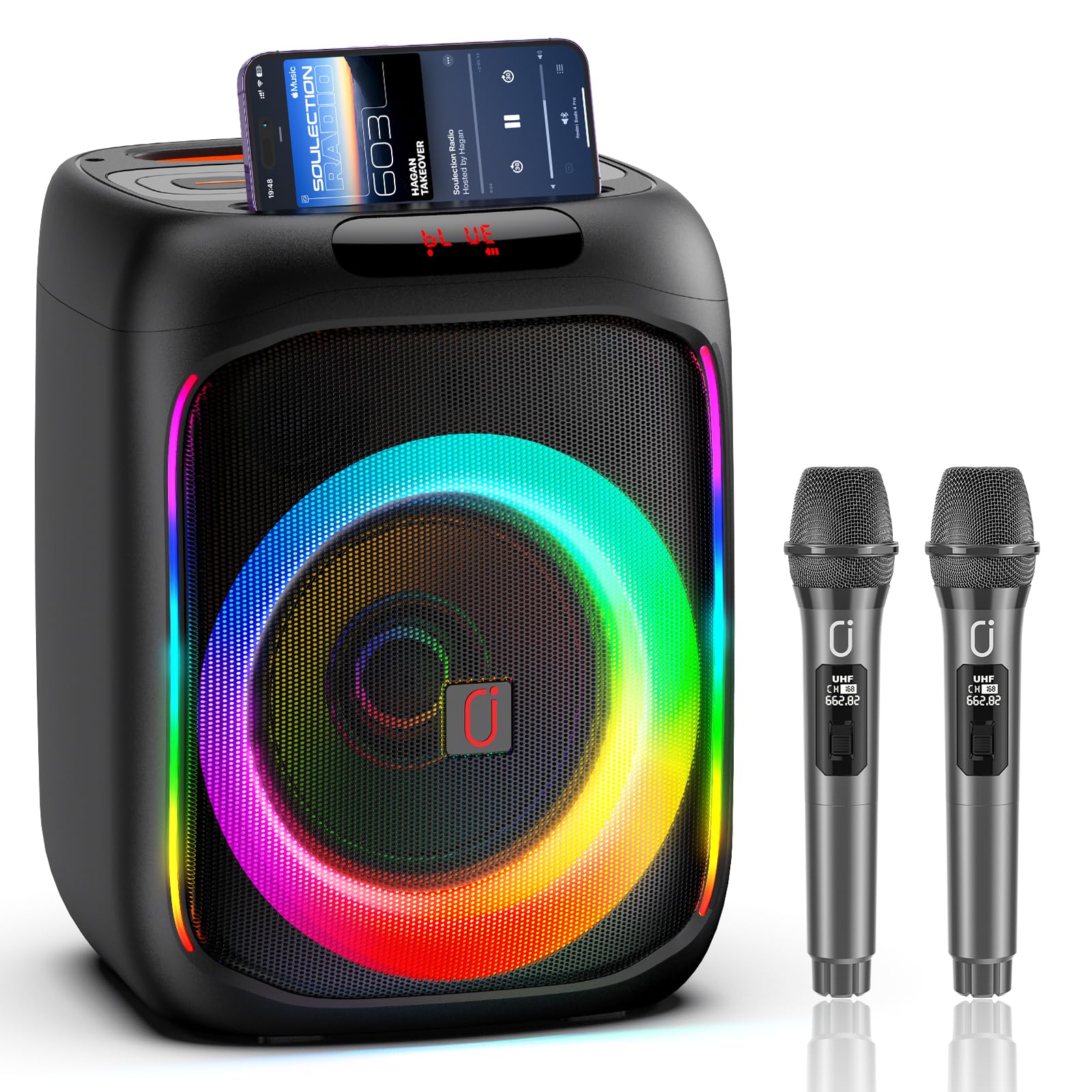 Wireless Karaoke Machine with 2 Microphones - Bluetooth Party Speaker, Dual HD Stereo Sound, TWS/TF/USB Support (T16-T) - Perfect for Home Parties, Family Gatherings & Entertainment
