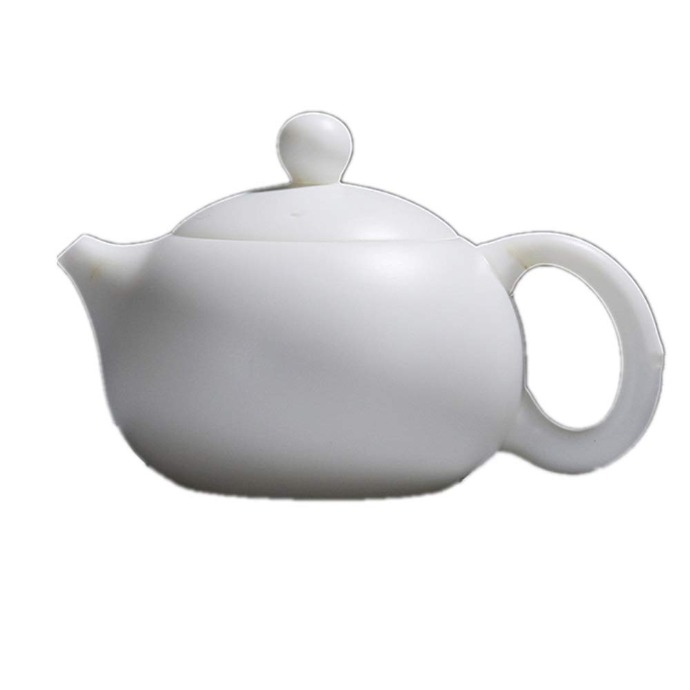 Premium White Ceramic Teapot with Fine Mesh Filter - 195ml Sheep Fat Jade Teapot for Loose Tea & Tea Bags - Elegant Tea Brewing for Home, Office & Gift Giving