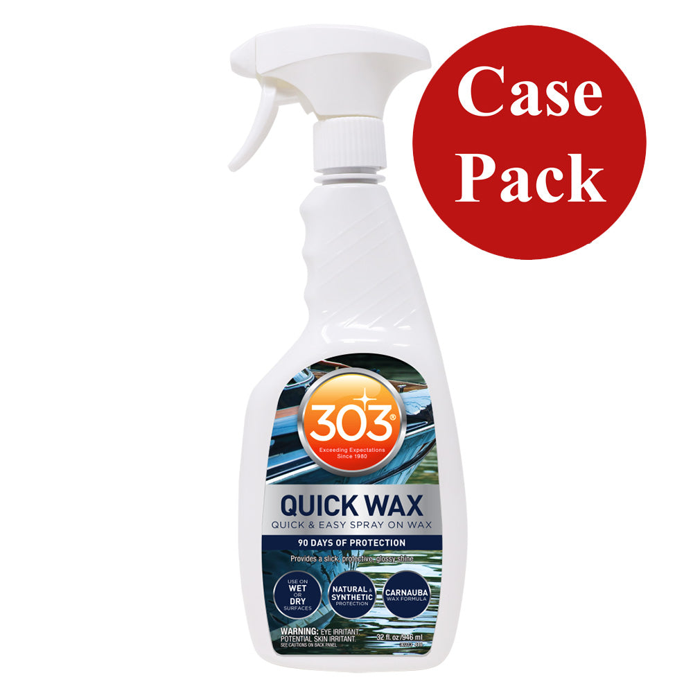 303 Marine Quick Wax 32oz (Case of 6) - Premium Boat & RV Wax for Long-Lasting Protection & Shine - Perfect for Marine Vehicles, Trailers & Outdoor Equipment