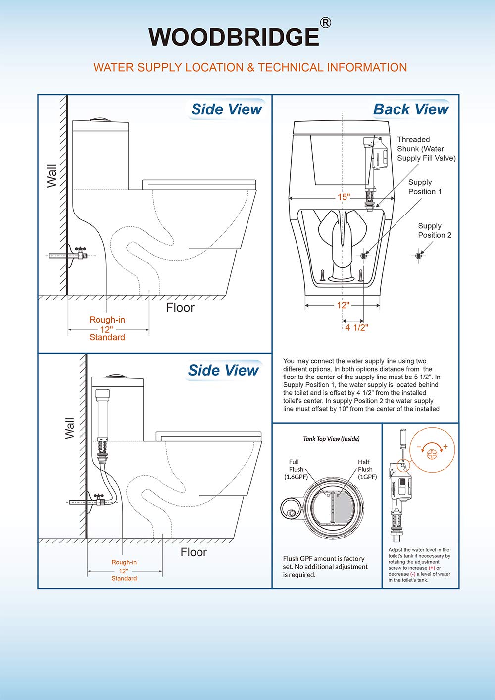WOODBRIDGE One Piece Toilet with Soft Closing Seat - Chair Height ADA Compliant, 1.28 GPF Dual Flush Water Saving, 1000 Gram MaP Flushing Score, Water Sensed Technology, Matte Black Button (Model T0001-MB) - Perfect for Modern Bathrooms, Small Spaces & Water Conservation Homes