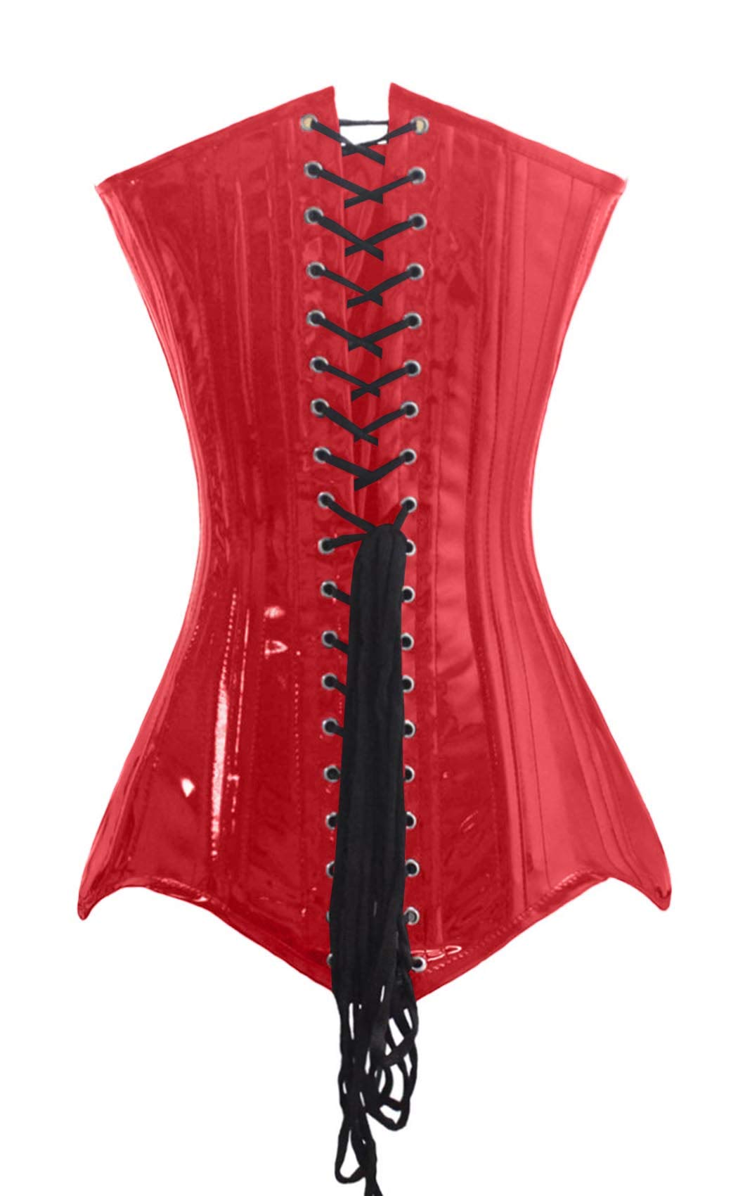 LuvSecret Lingerie Heavy Duty 26 Double Steel Boned Waist Trainer PVC Long Torso Overbust Corset #8151 - Shapewear for Hourglass Figure, Waist Training & Burlesque Costume