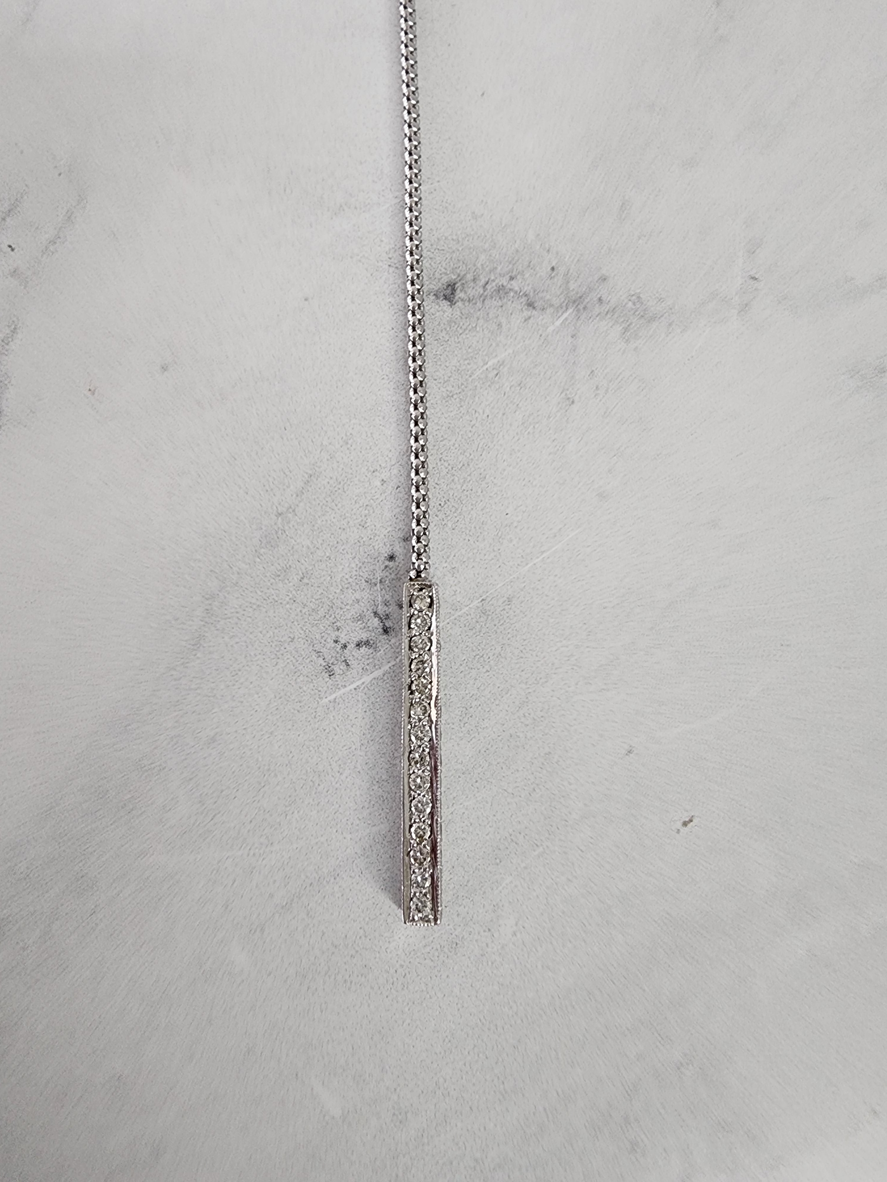 1.20cttw Diamond Y Drop Bar Necklace - 14K White Gold Pendant for Women - Elegant Layering Necklace for Everyday Wear & Special Occasions