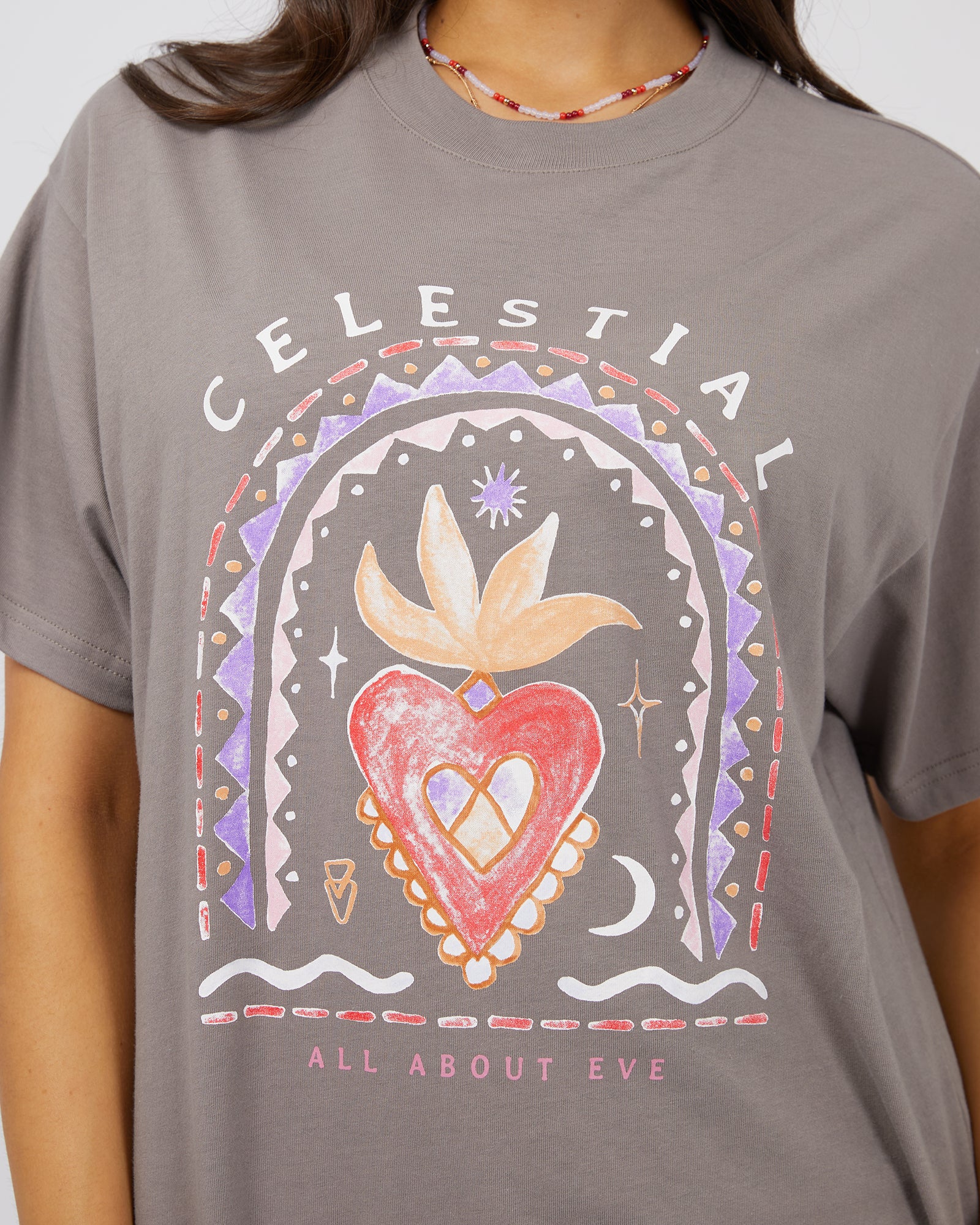 All About Eve Celestial Oversized T-Shirt in Charcoal - Comfortable Loungewear & Casual Streetwear for Women