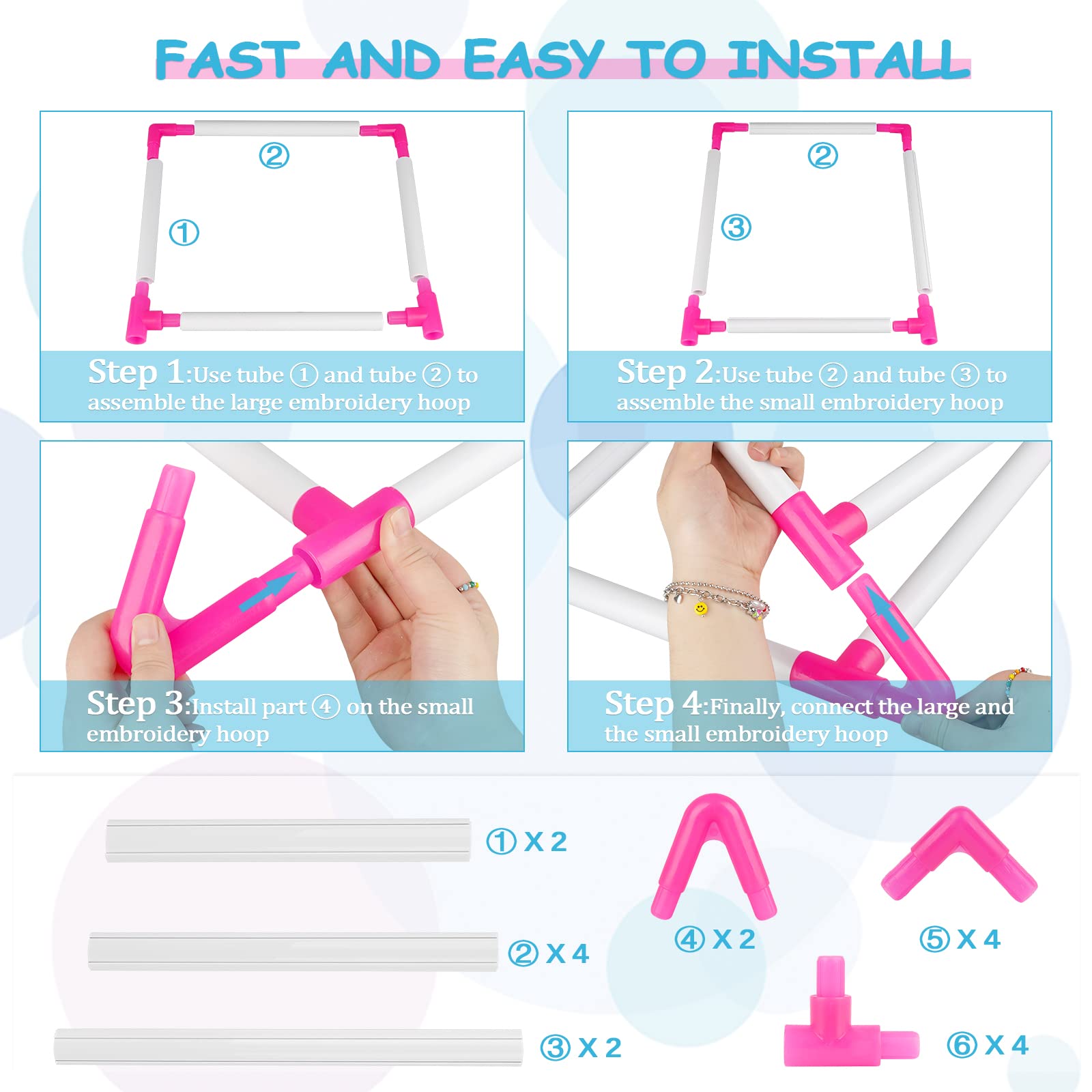 Universal Embroidery Clip Frame & Cross Stitch Hoop - Adjustable Embroidery Sewing Stand Tool for Quilting, Needlepoint, Silk Painting - Perfect for DIY Craft Projects, Home Decor, and Gift Making