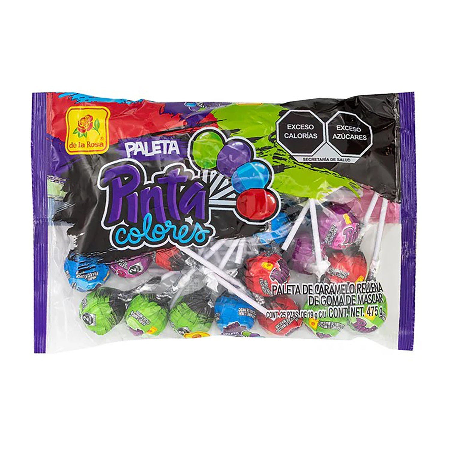 De La Rosa Paleta Pinta Colores Mexican Candy | 50 Count Bag | Sweet & Colorful Treat for Parties, Snacking & Gifting